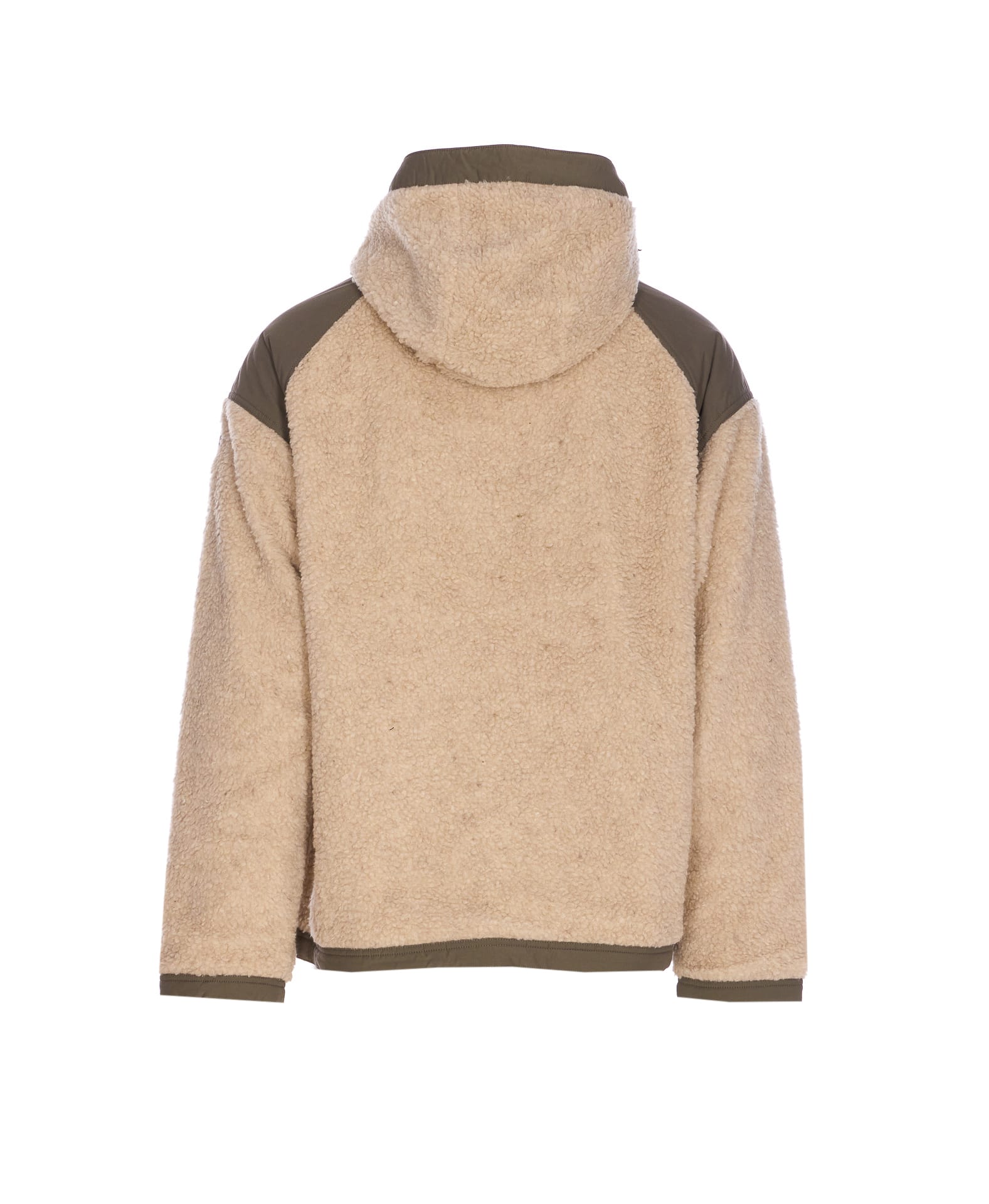 Canada Goose Hooded Shearling Effect Jacket With Contrast Panels In Brown