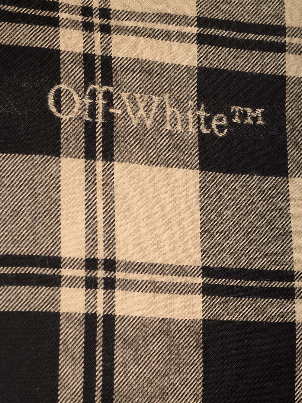 Shop Off-white Checked Flannel Shirt In Beige/nero