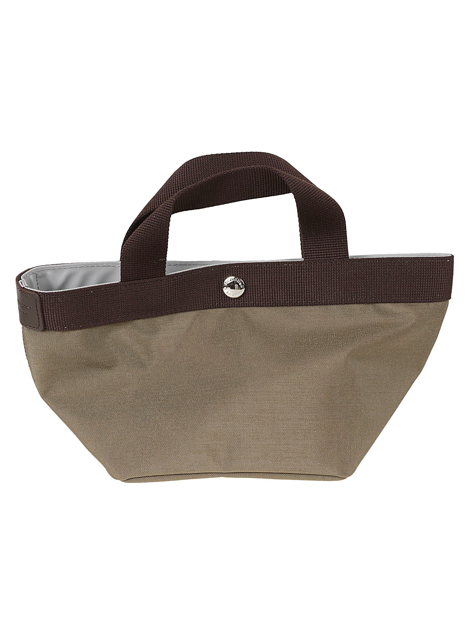 Herve Chapelier Button Snap Tote In Taupe Moka