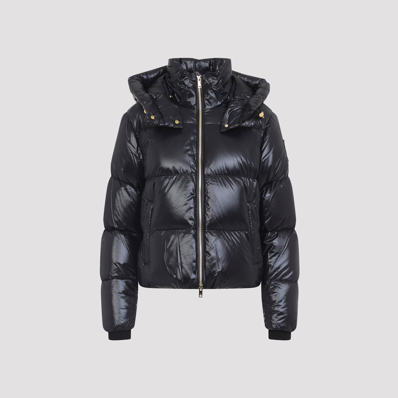 Moose Knuckles Hooded Padded Quilted Jacket With Zip Pockets In Black