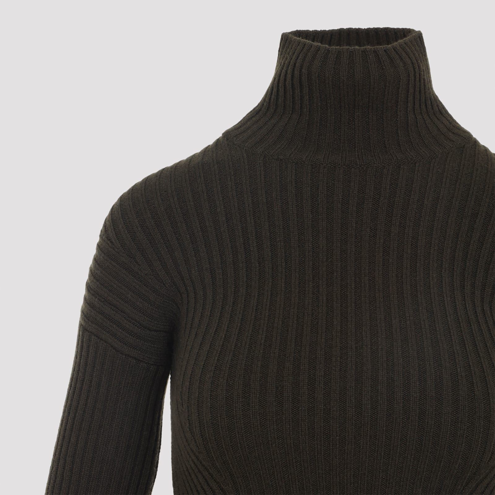 Max Mara Ribbed Wool Cashmere Turtleneck Sweater In Animal Print