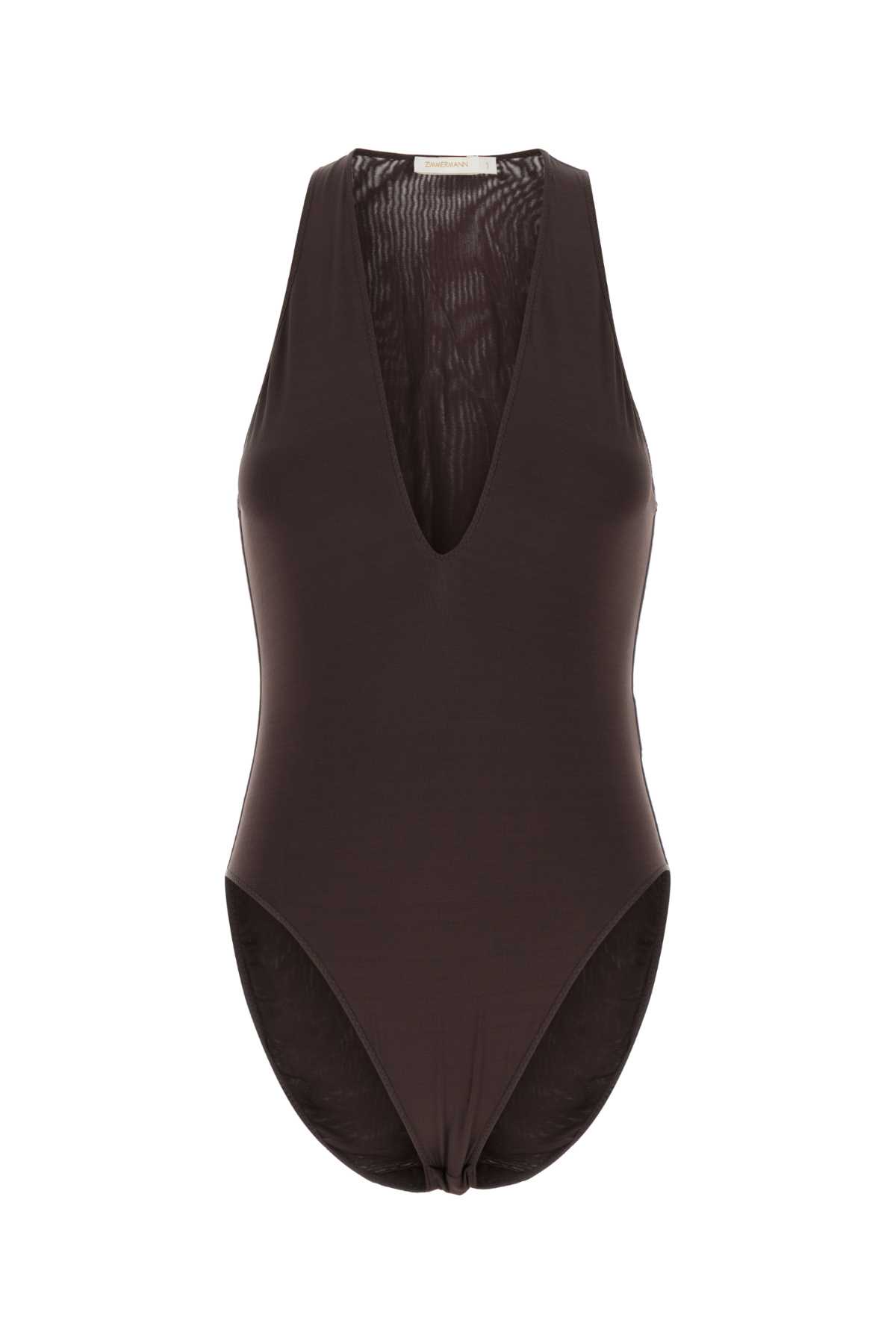 Zimmermann Brown Stretch Viscose Dawning Bodysuit In Brown