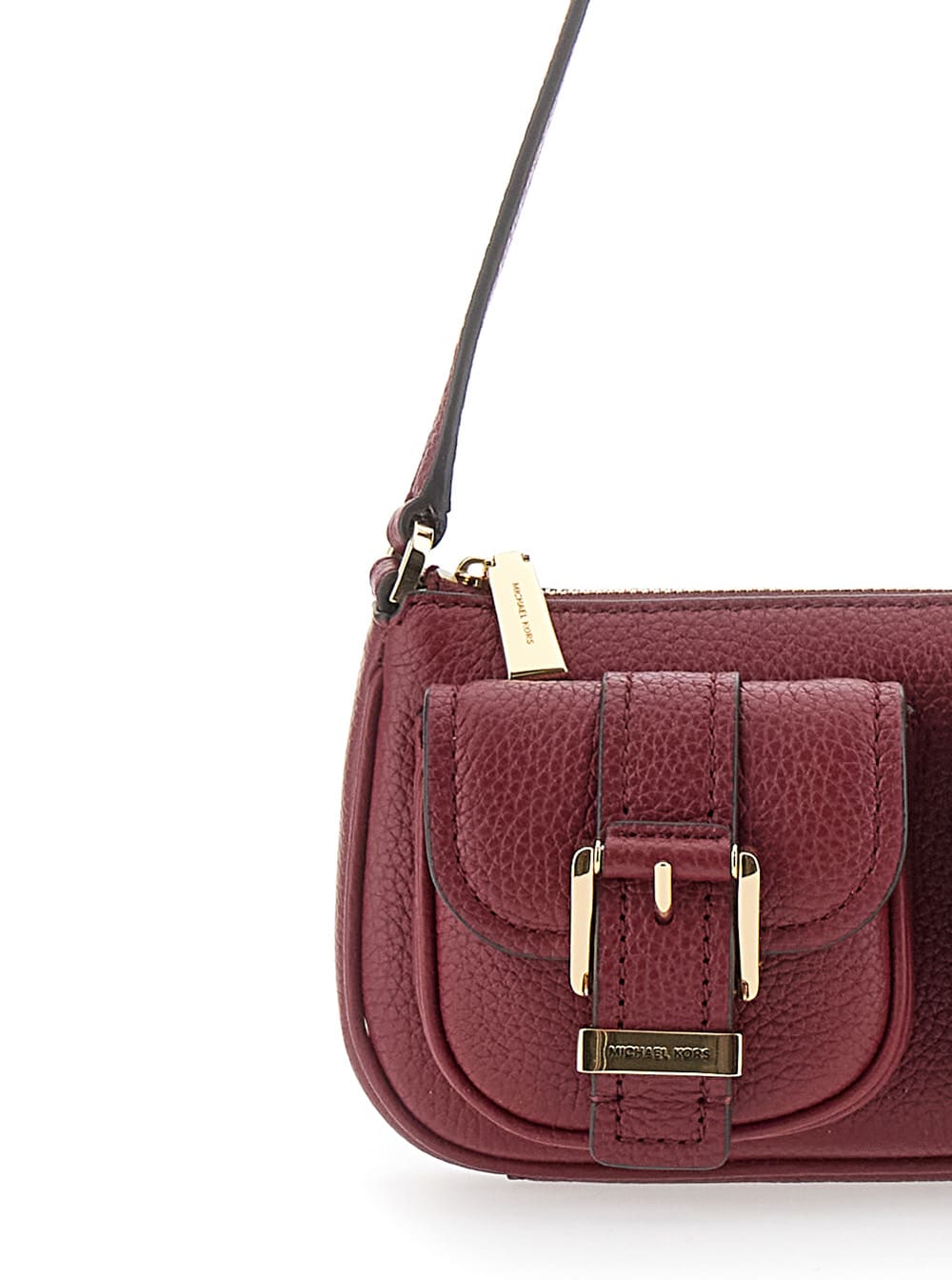 Michael Kors Zoe Bordeaux Shoulder Bag With Two Patch Pockets On The Front In Grained Leather Woman In Burgundy
