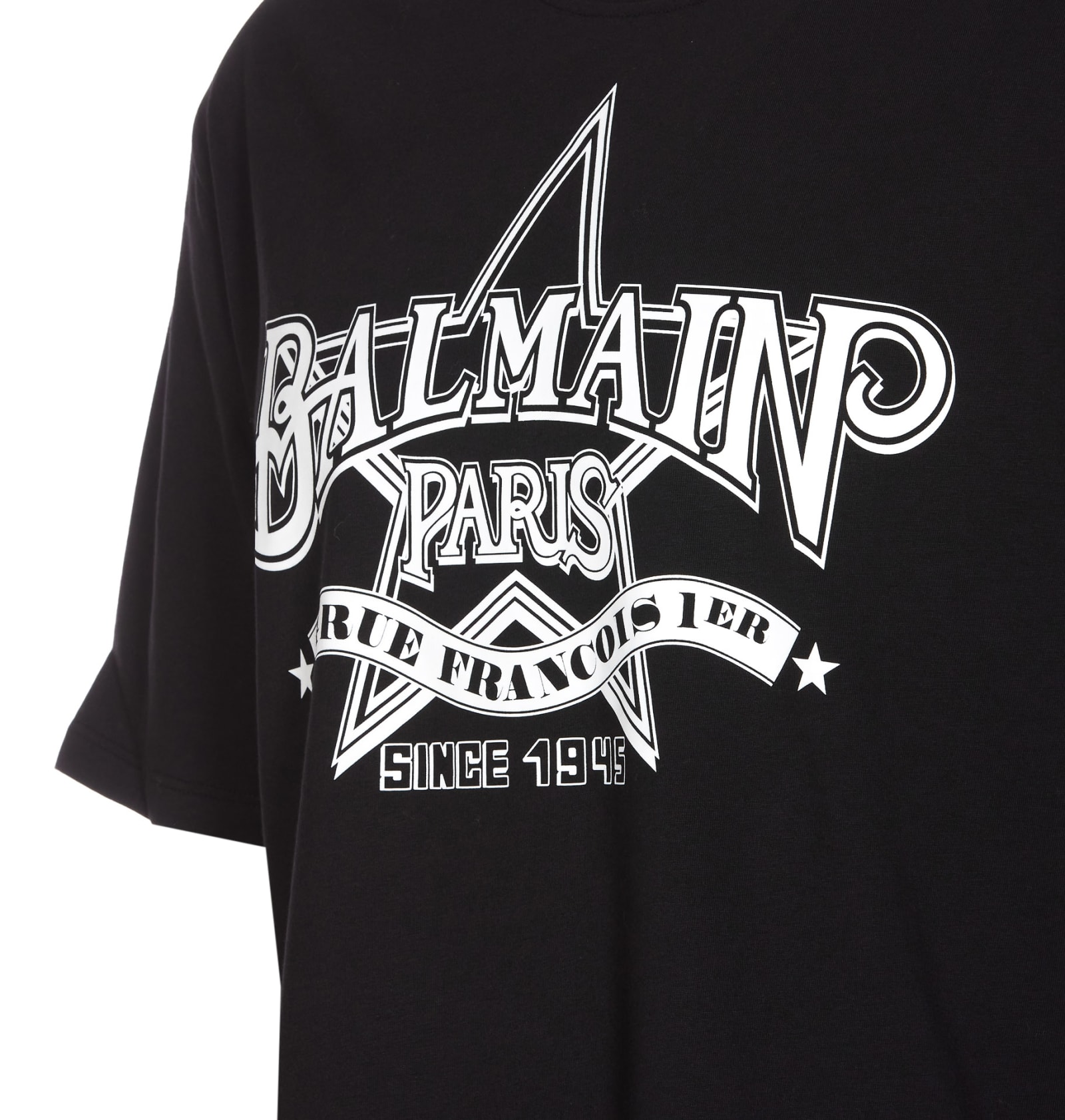Shop Balmain Star Print Logo In Black