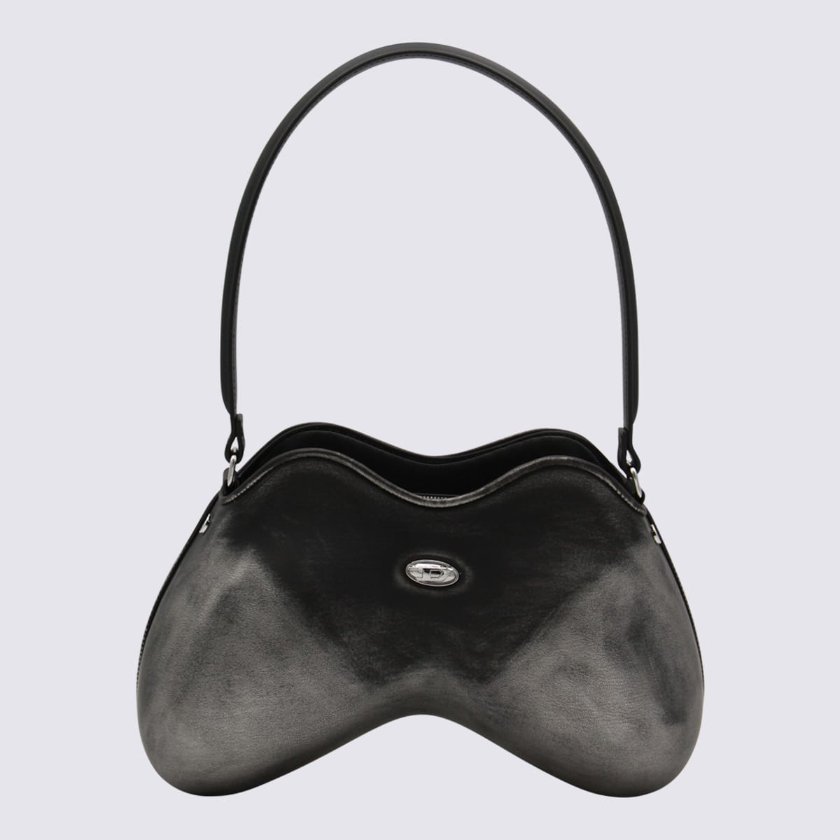 Diesel Women Double-d Shoulder Pu Shoulder Bag In Black