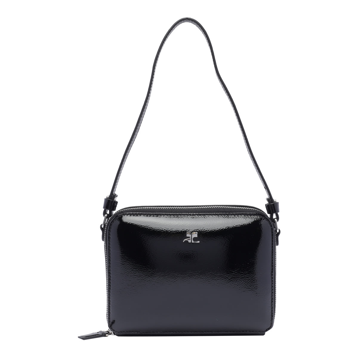 Shop Courrèges Mirror Chained Cloud Bag In Black