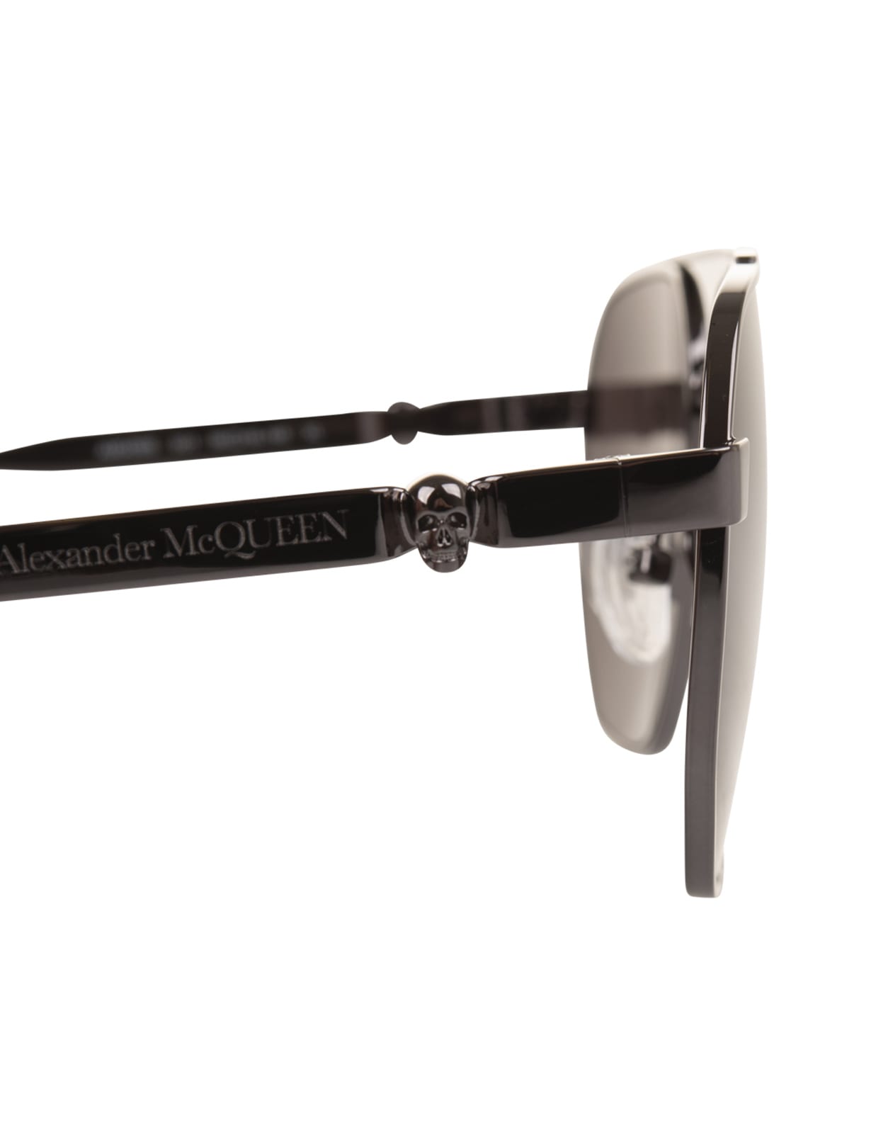 Shop Alexander Mcqueen Caravan Floating Skull Sunglasses In Ruthenium Metal In Black