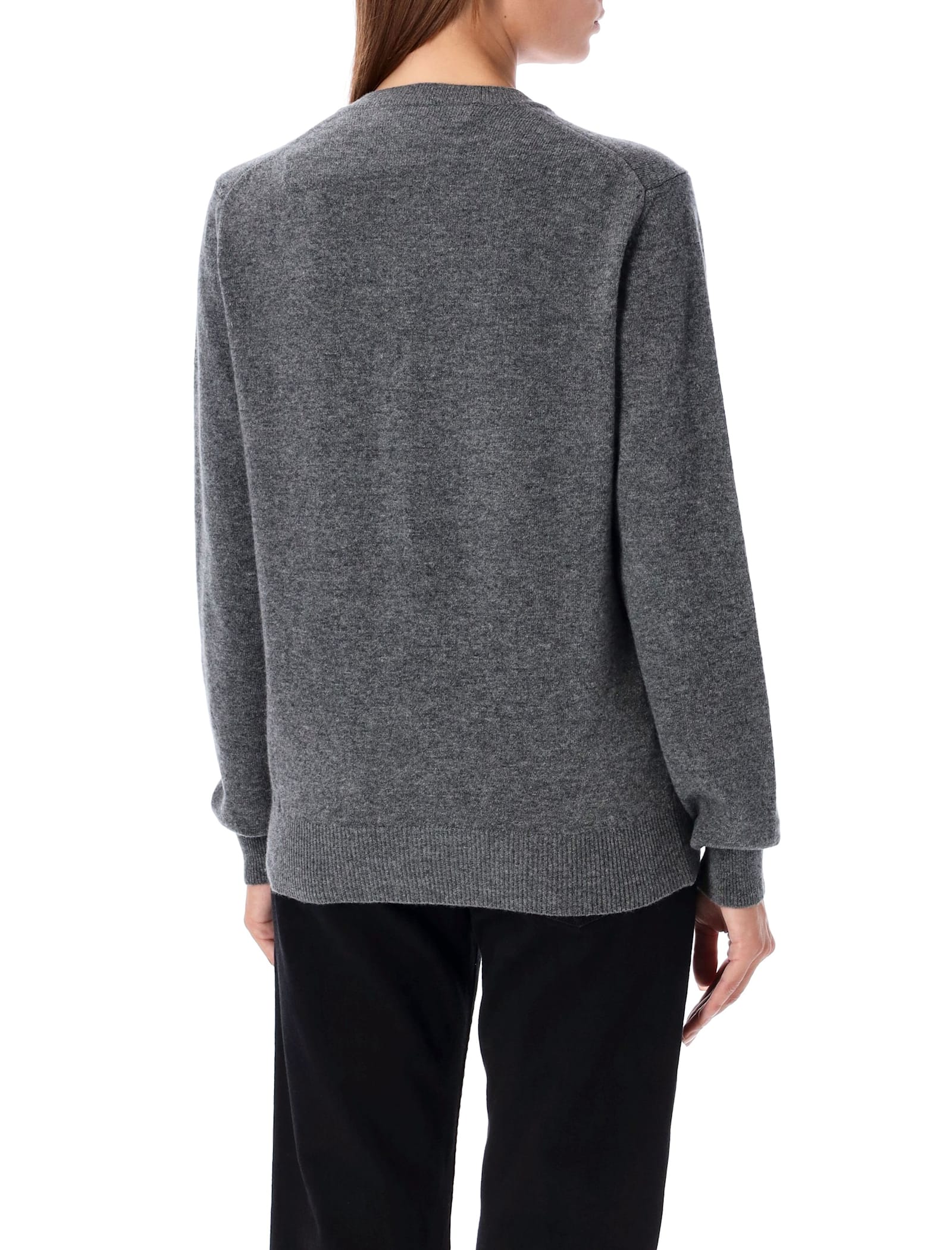 Comme Des Garçons Play Red Heart Patch Cardigan In Gray
