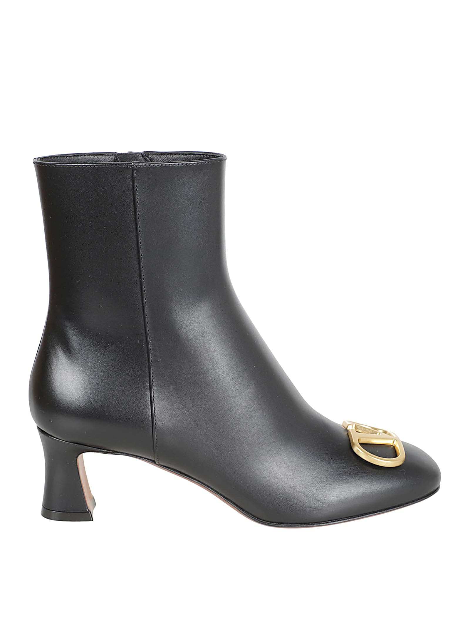 Valentino Garavani 60mm Logo-plaque Leather Boots In Black