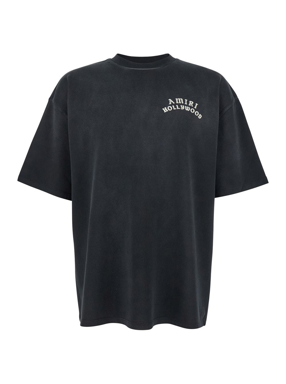 Amiri Black Crewneck T-shirt With Logo Lettering On Front And Rear