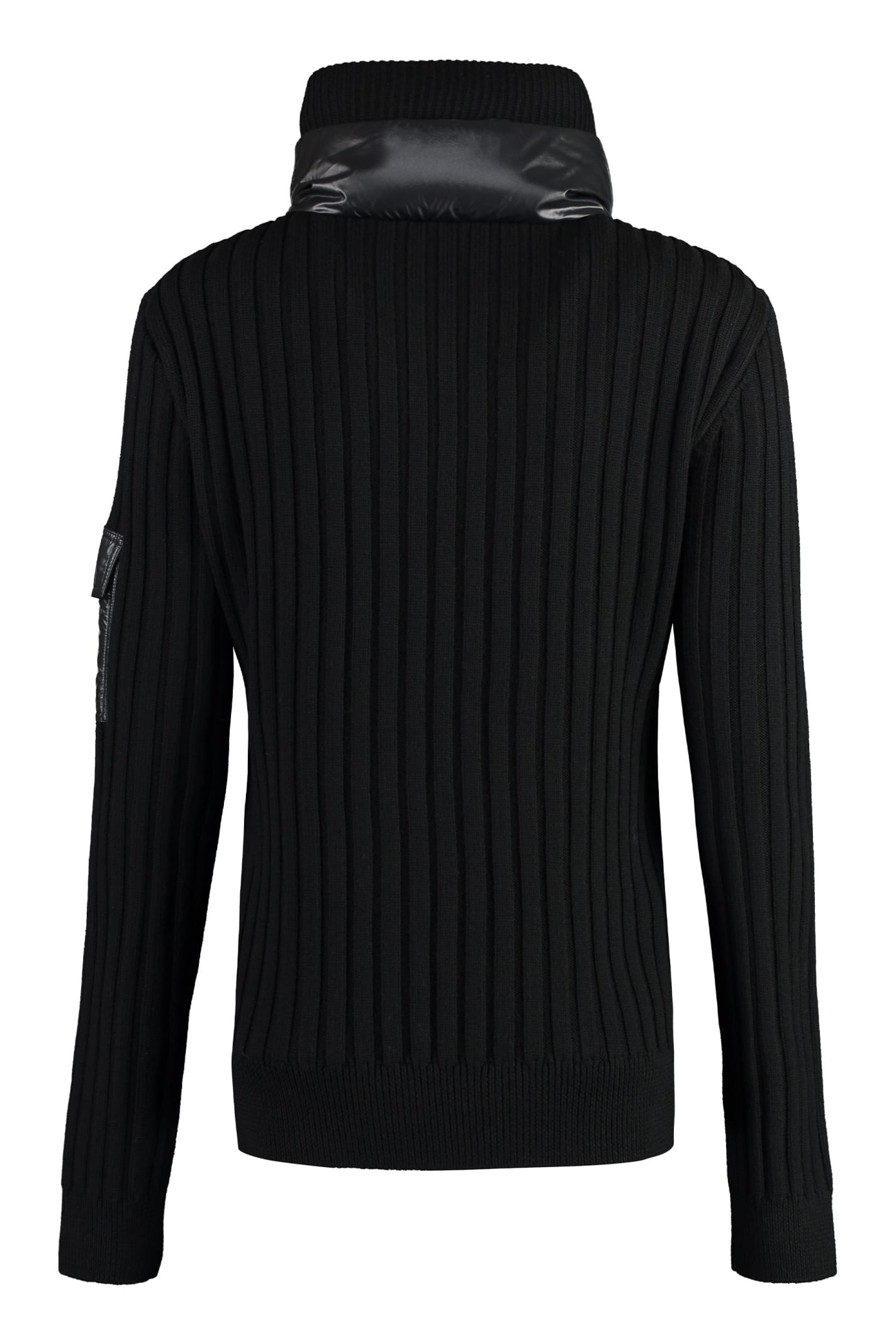 Moncler Cardigan With Padded Front Panel In Black
