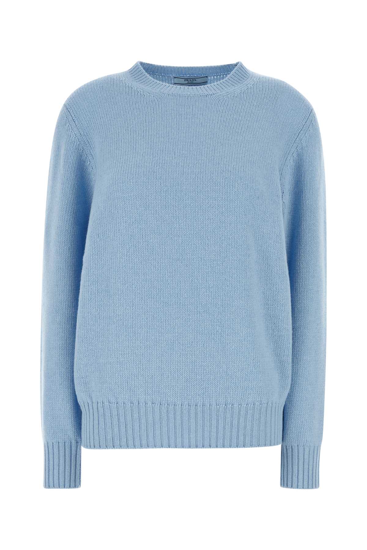 Shop Prada Light Blue Wool Blend Sweater In Azzurro