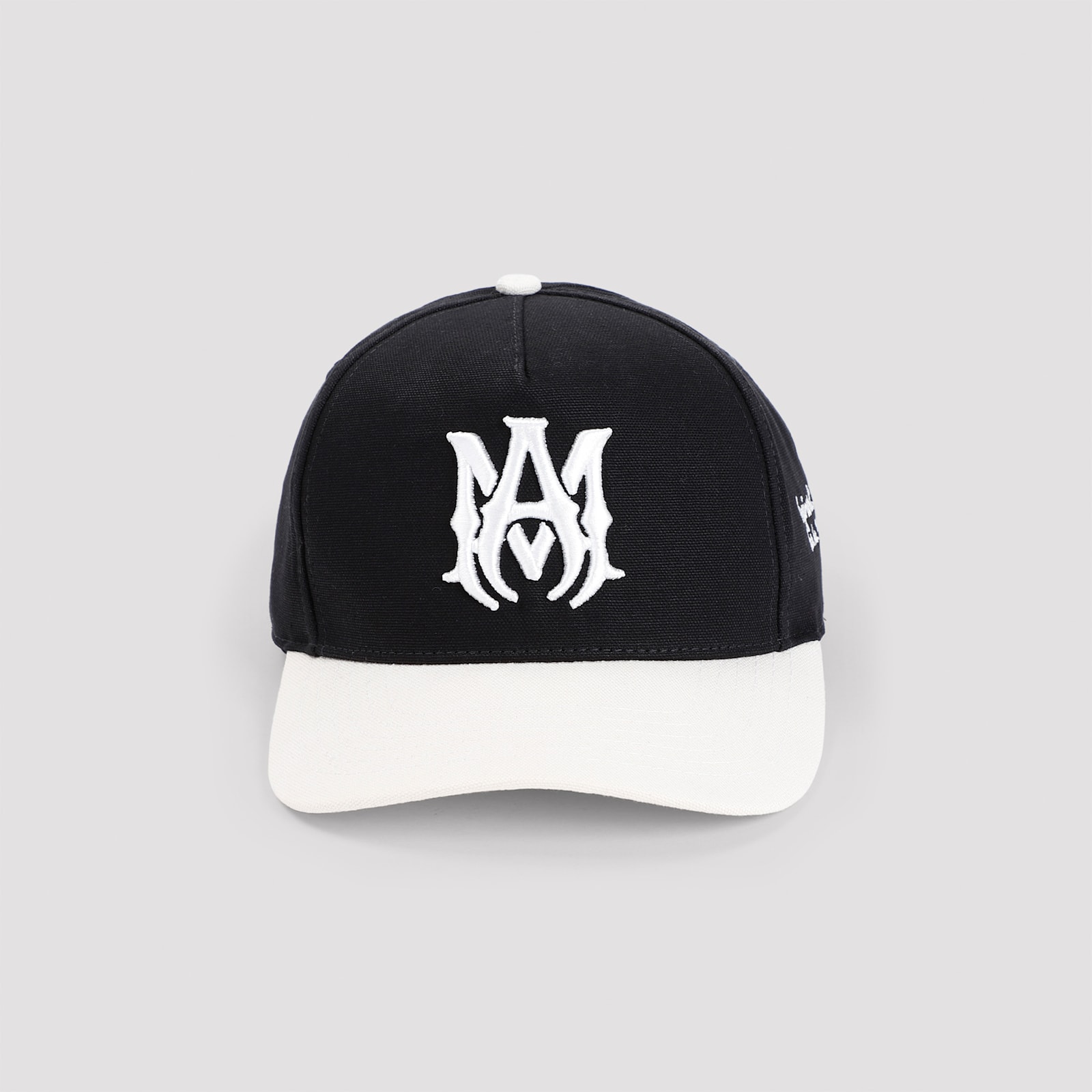 Shop Amiri Ma Two-tone Canvas Hat In Black Alabaster