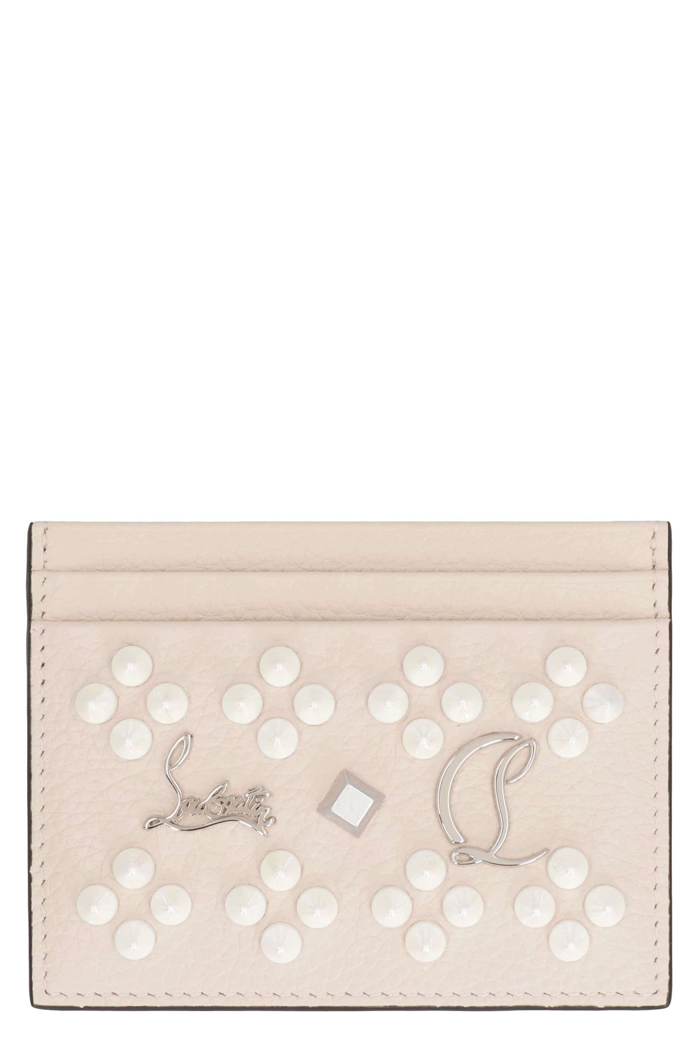 Christian Louboutin Kios Leather Card Holder In Panna