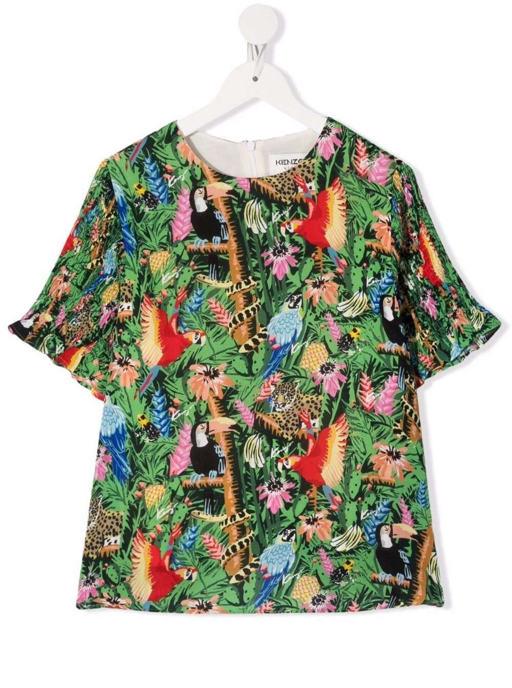 Kenzo Kids Kenzo Girls Multicolor Viscose Tropical Printed T-shirt