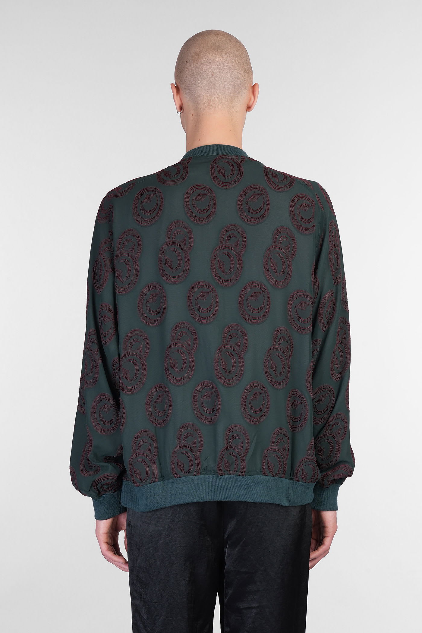 Needles Bomber Jacket In Green Rayon In Multi