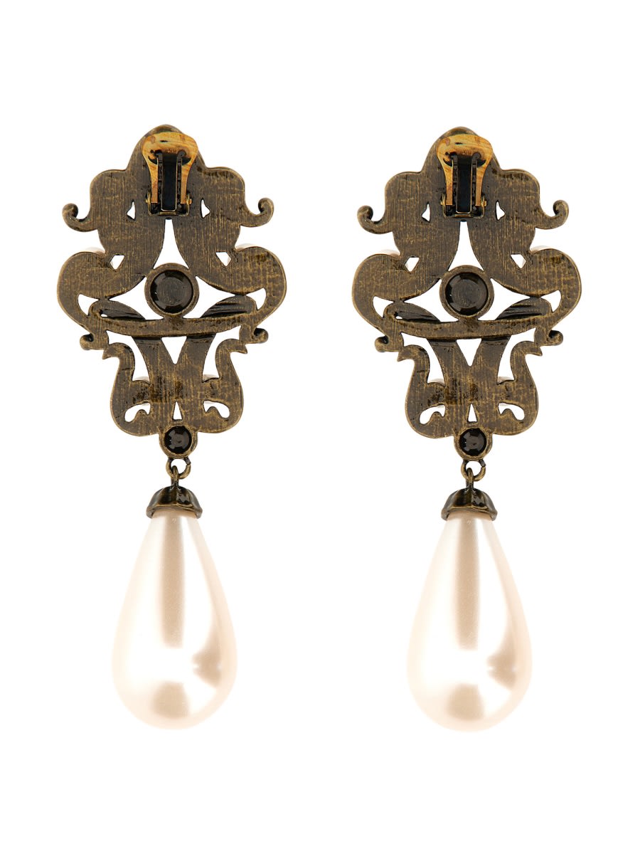 Shop Moschino Gold Heart Clip Earrings
