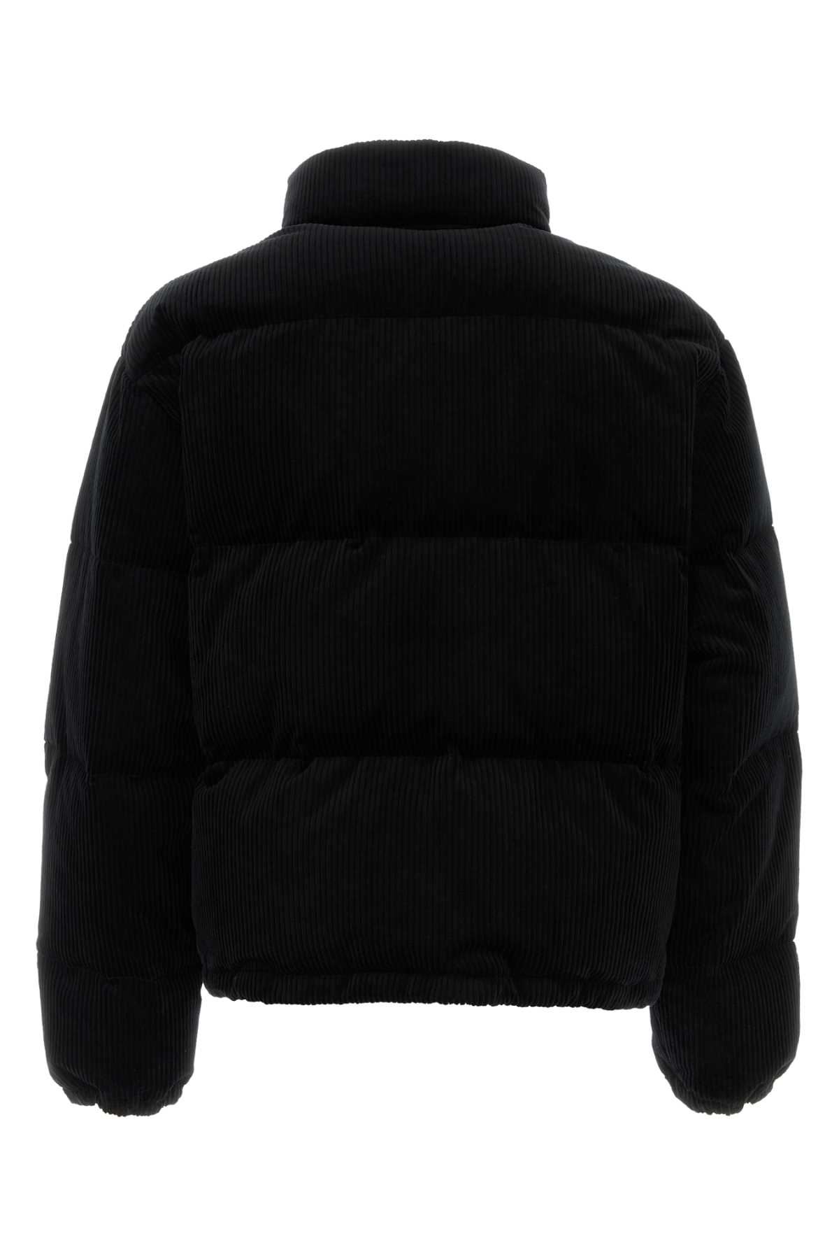 Shop Prada Black Corduroy Down Jacket In Nero