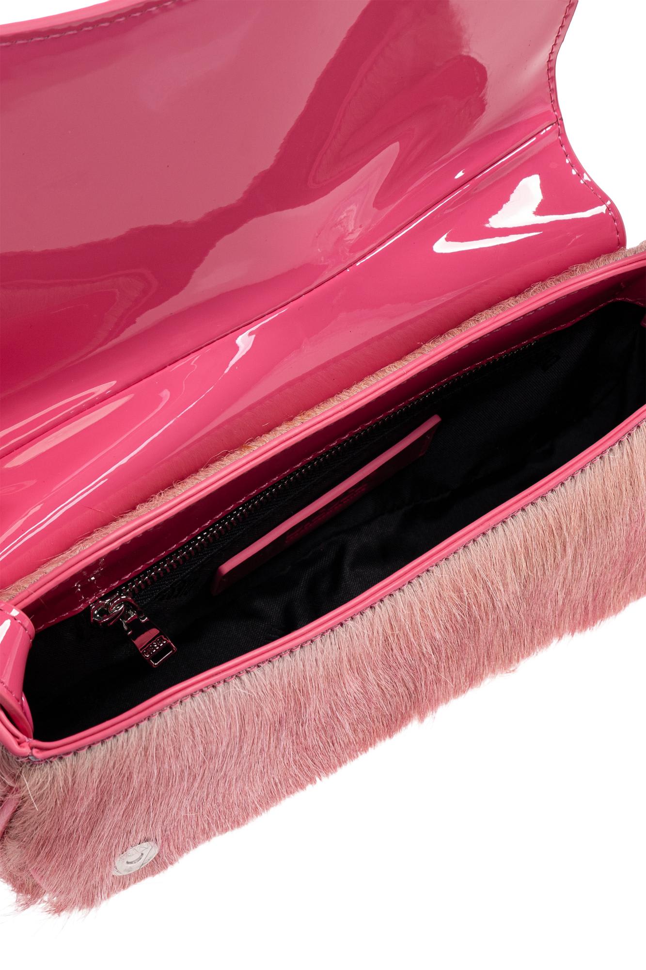 Diesel Play-clutch In Coloured Hairy Leather In Pink