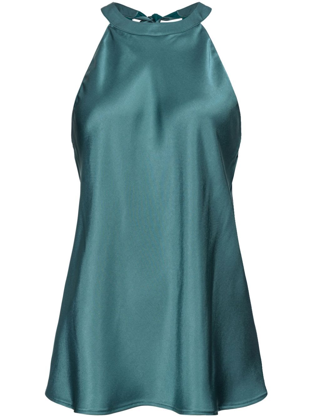 Shop Pinko Talange Satin Georgette Top In A Bottle Green