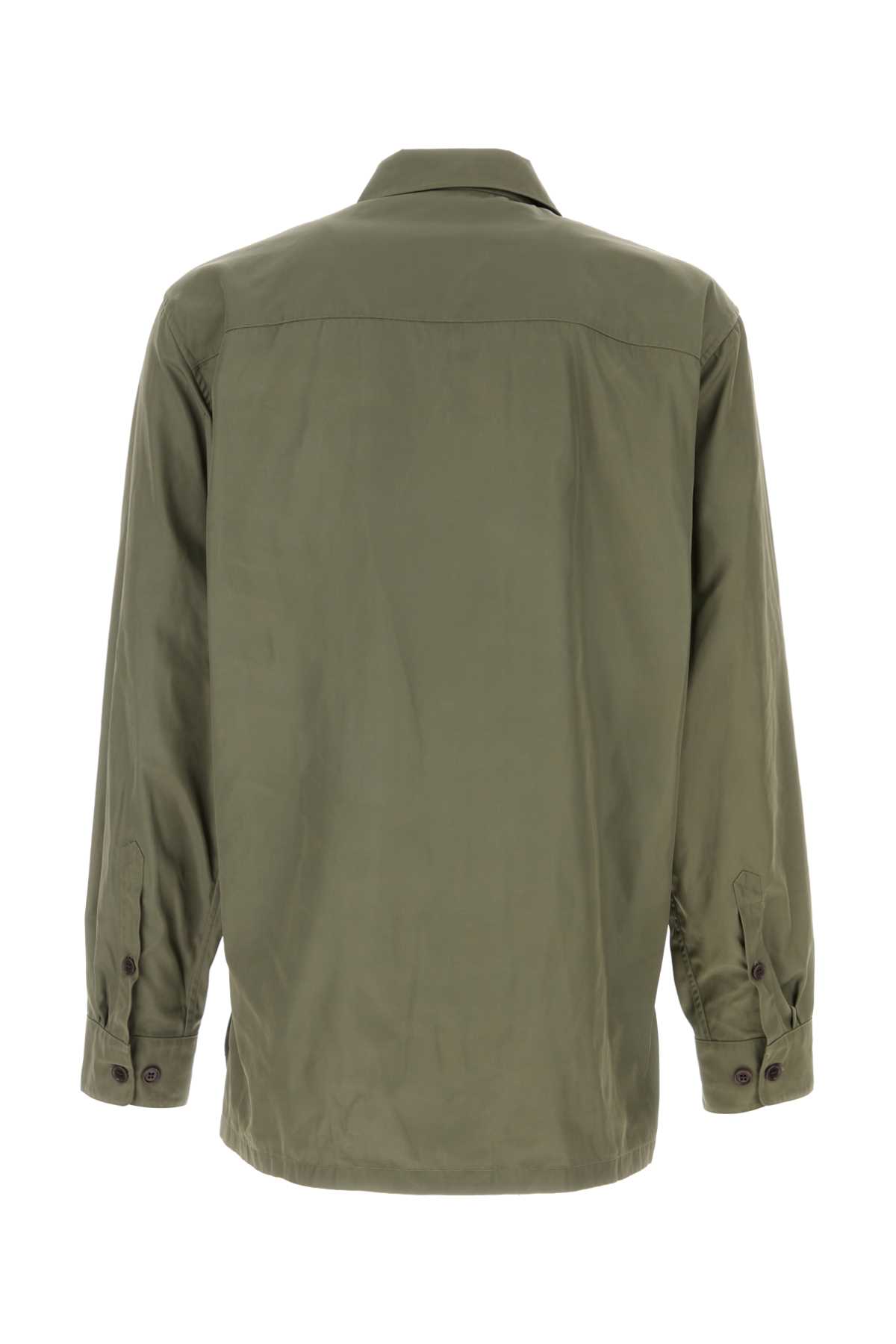 Dries Van Noten Army Green Polyester Cornish Shirt In Khaki