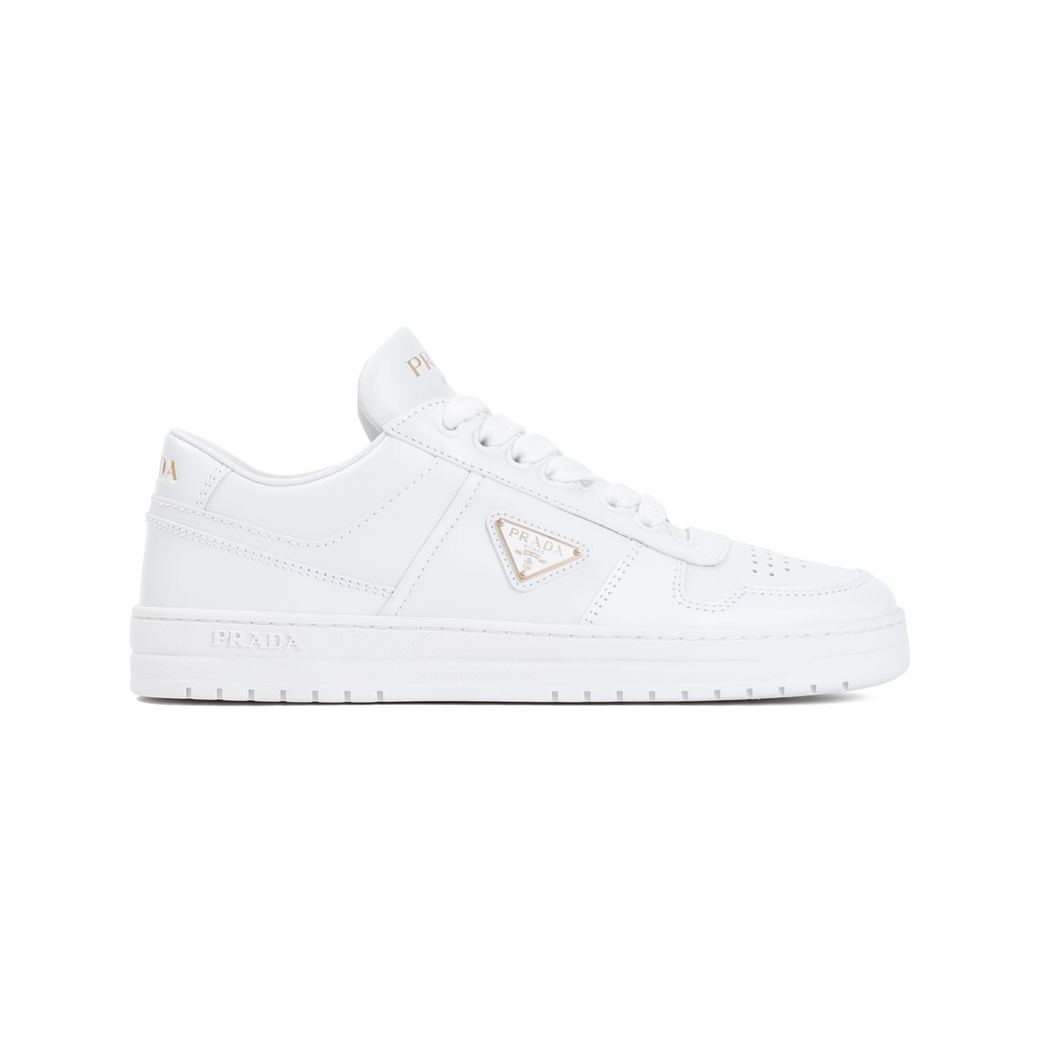 Prada Leather Sneakers In Bianco