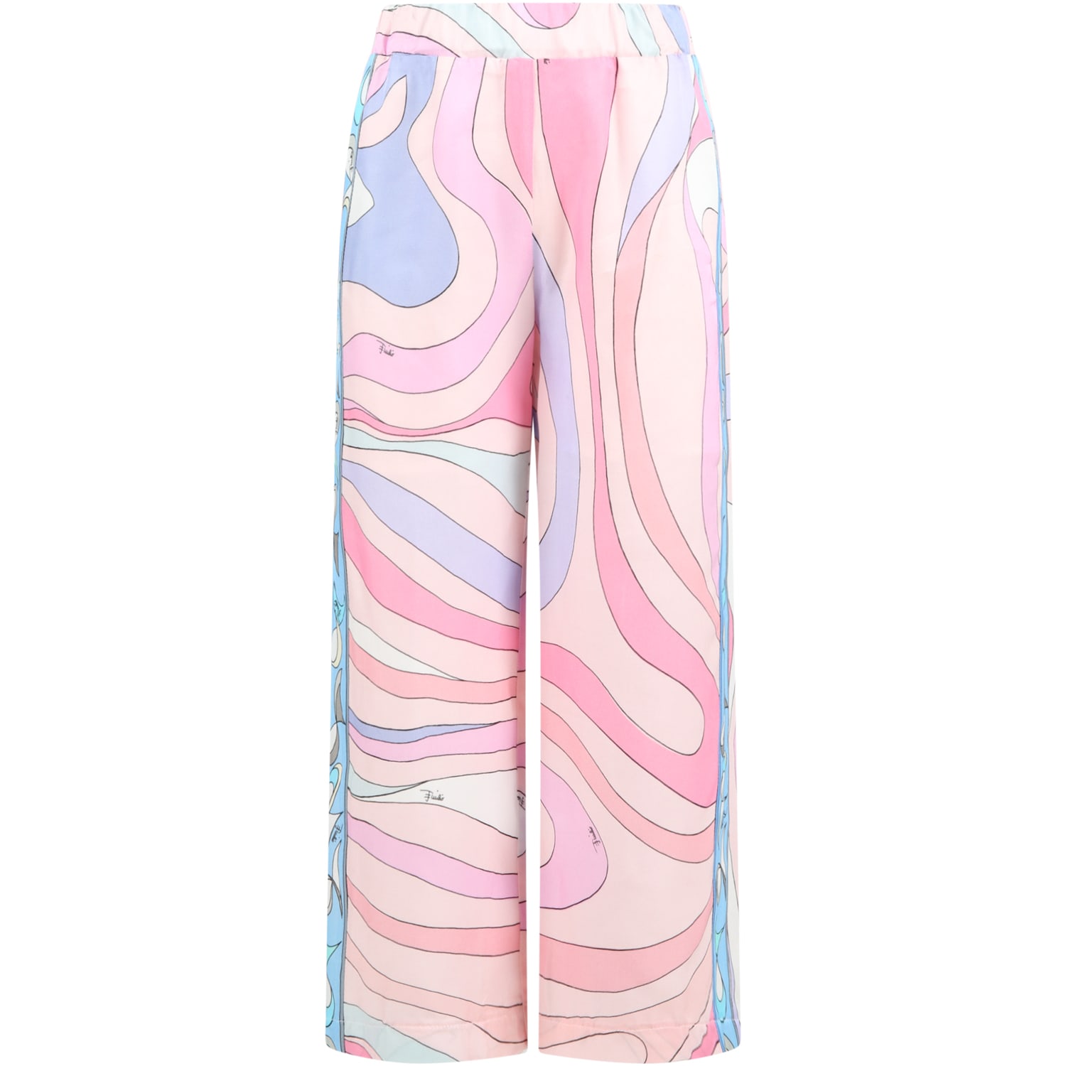 Emilio Pucci Multicolor Trousers For Girl With Iconic Print And Logo