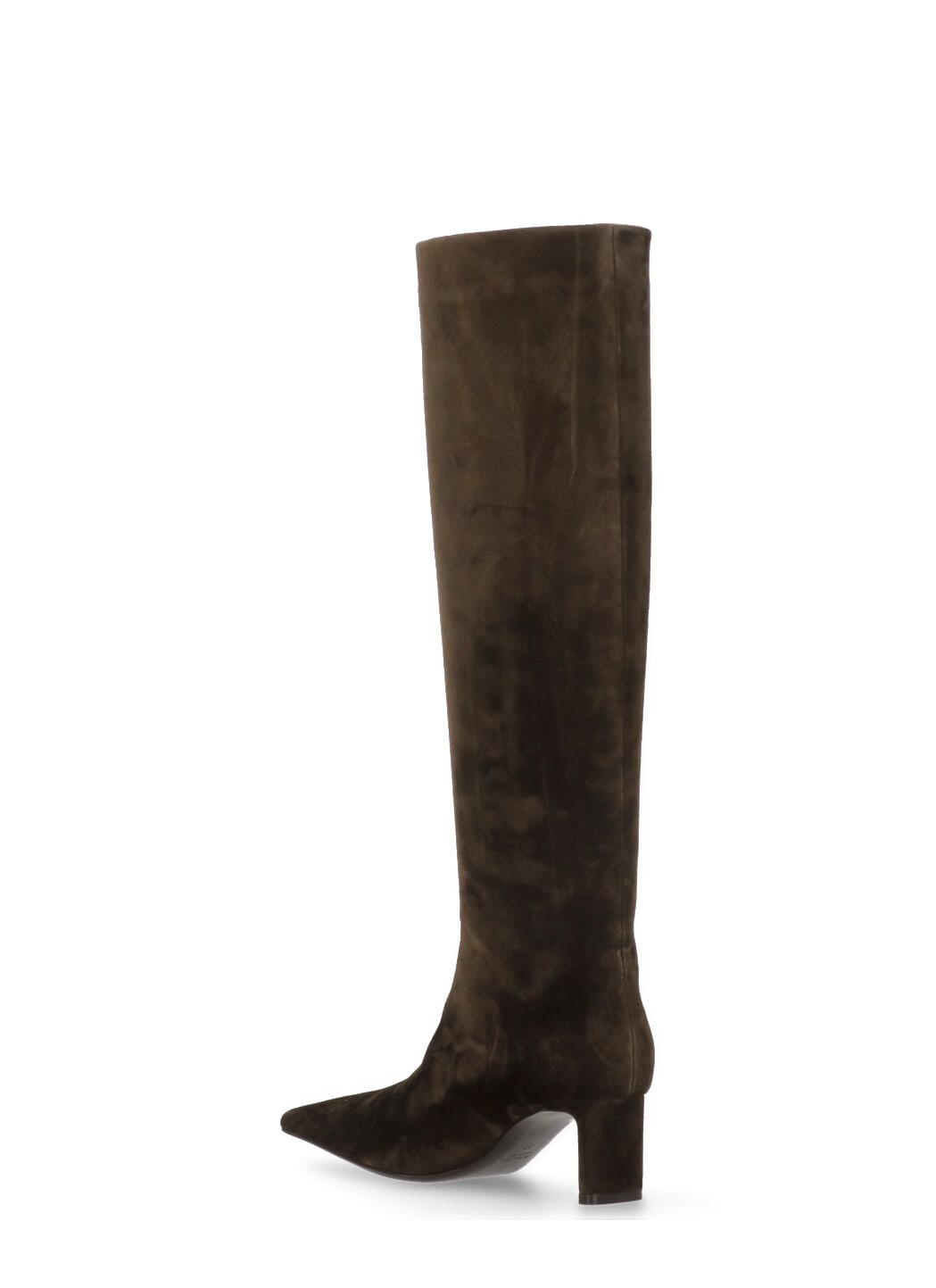 Khaite Knee-high Brown Suede Leather Boots In Black