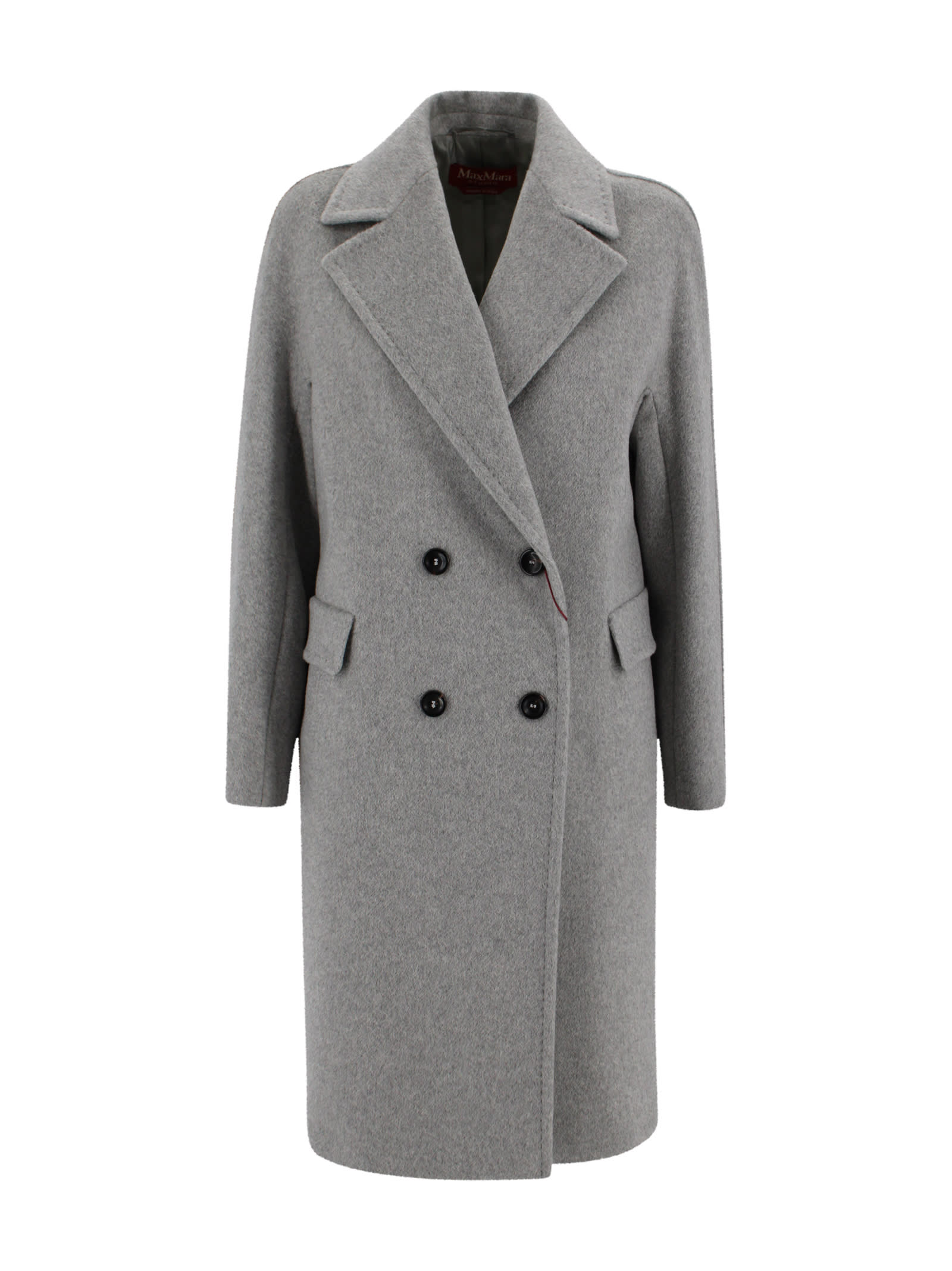 Max Mara Double-breasted Coat In Cashmere, Alpaca And Wool In Gray