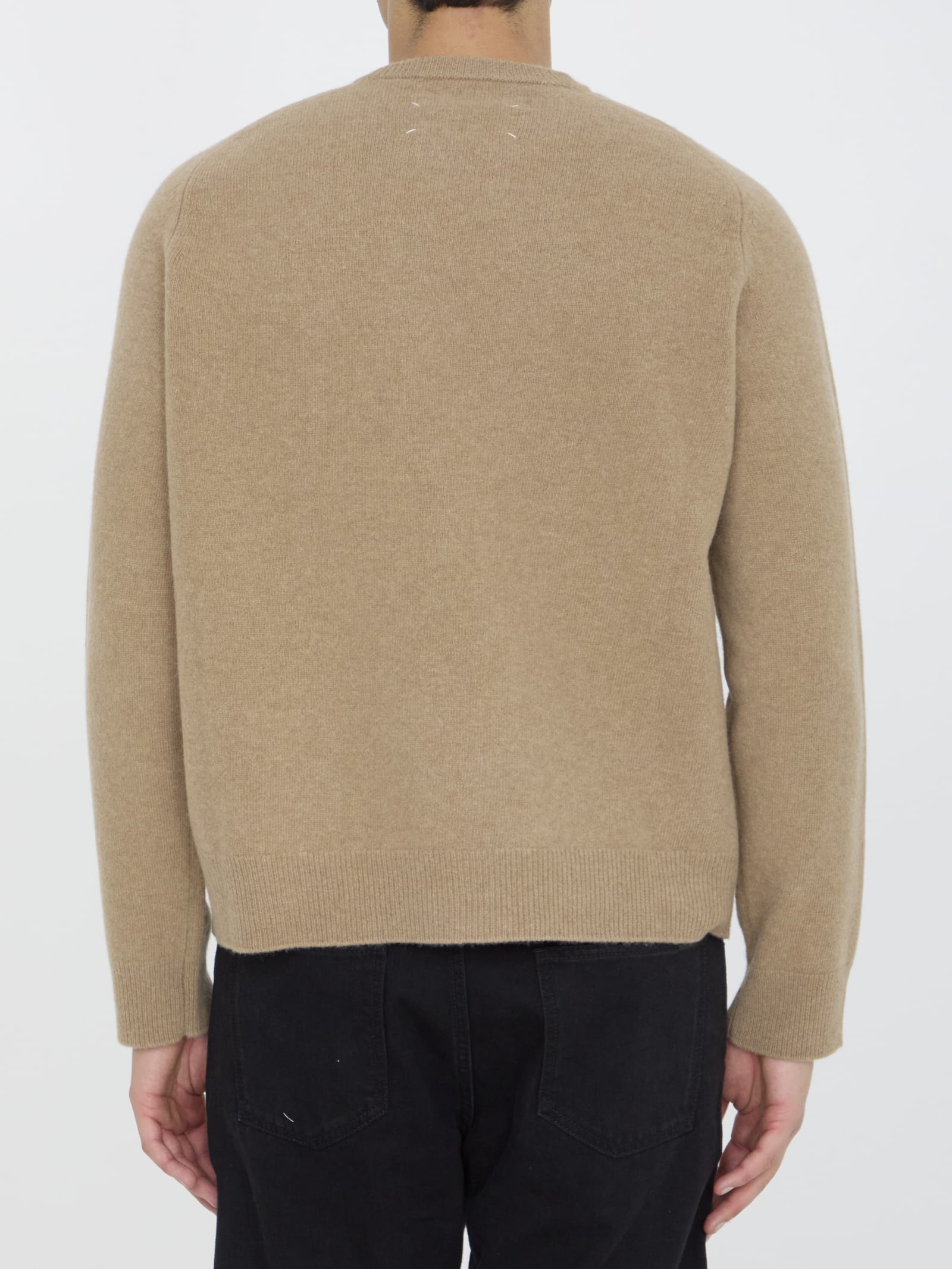 Shop Maison Margiela Wool Jumper In Beige