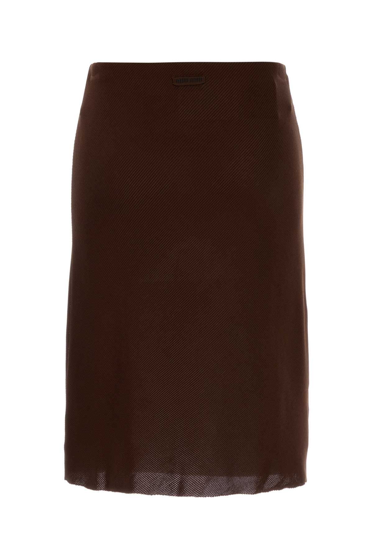Miu Miu Silk Skirt In Brown