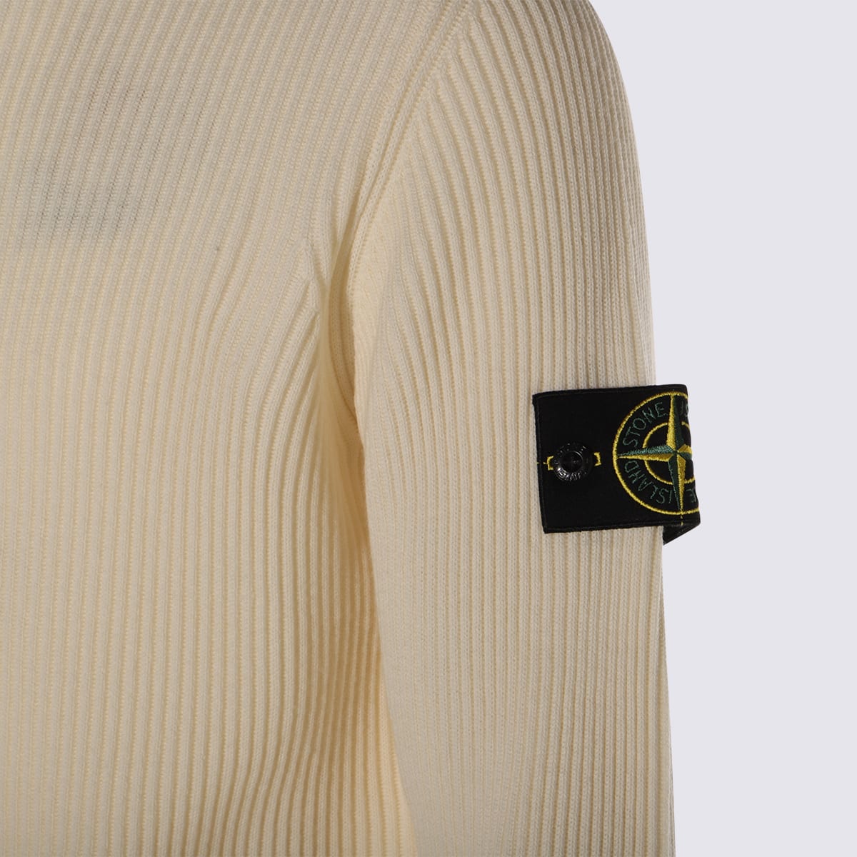 Stone Island Wool Blend Sweatshirt With Iconic Logo Patch And Timeless Design In Neutral