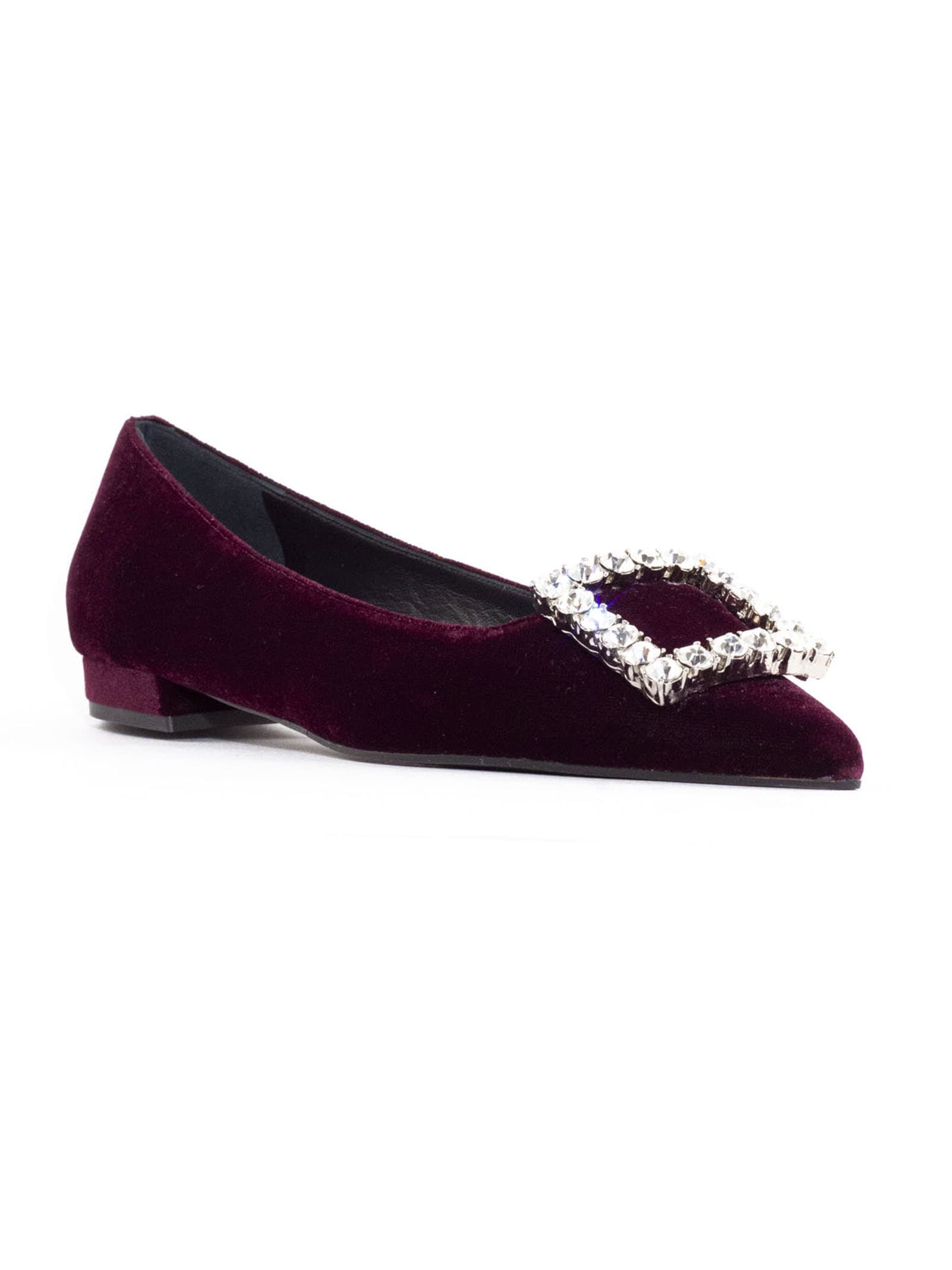 Shop Roberto Festa Amaia Burgundy Velvet Ballerina Shoes In Bordeaux