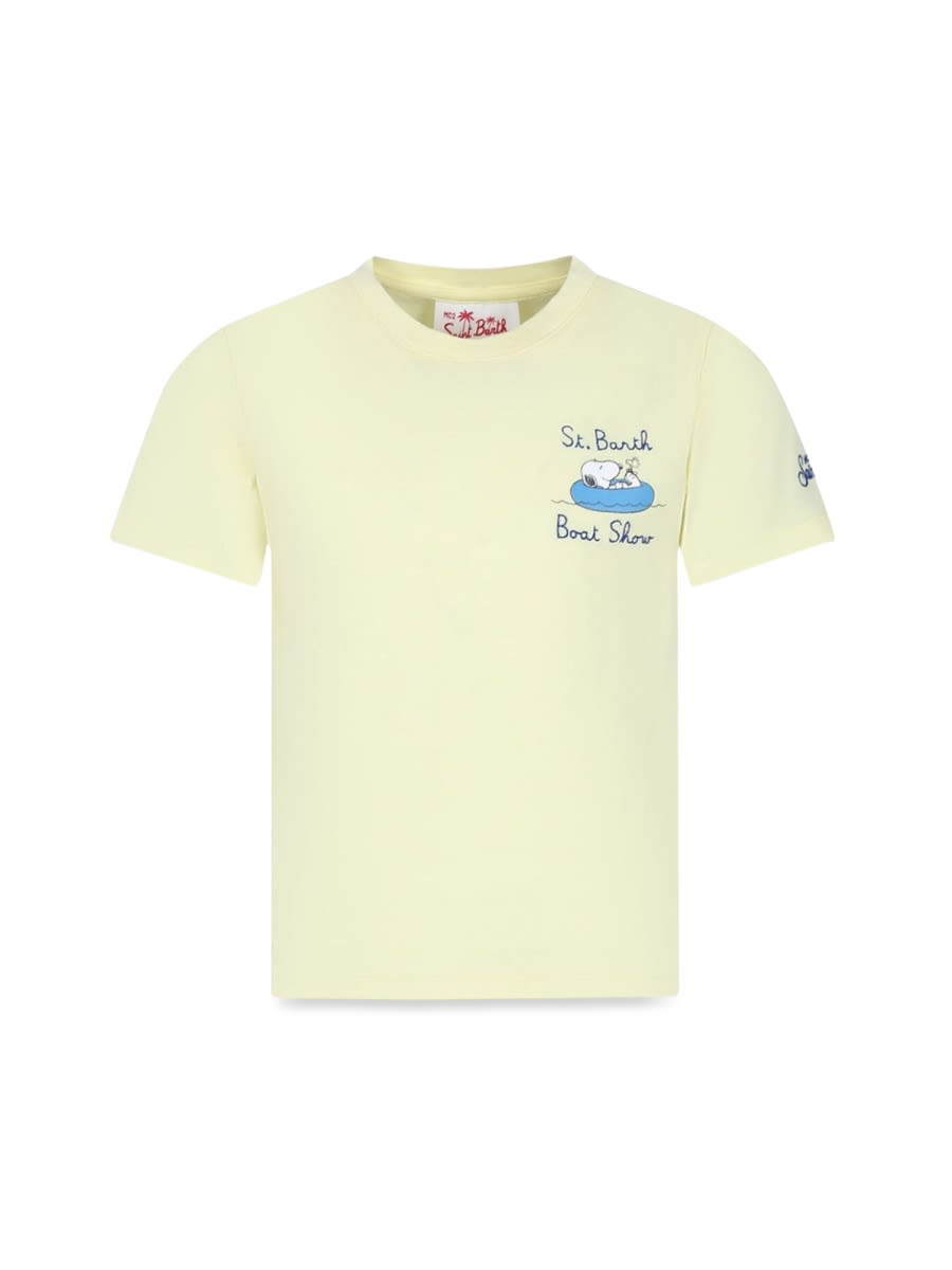 Shop Mc2 Saint Barth Tshirt Boy - Snoopy Sb Boat 92 Emb In Yellow