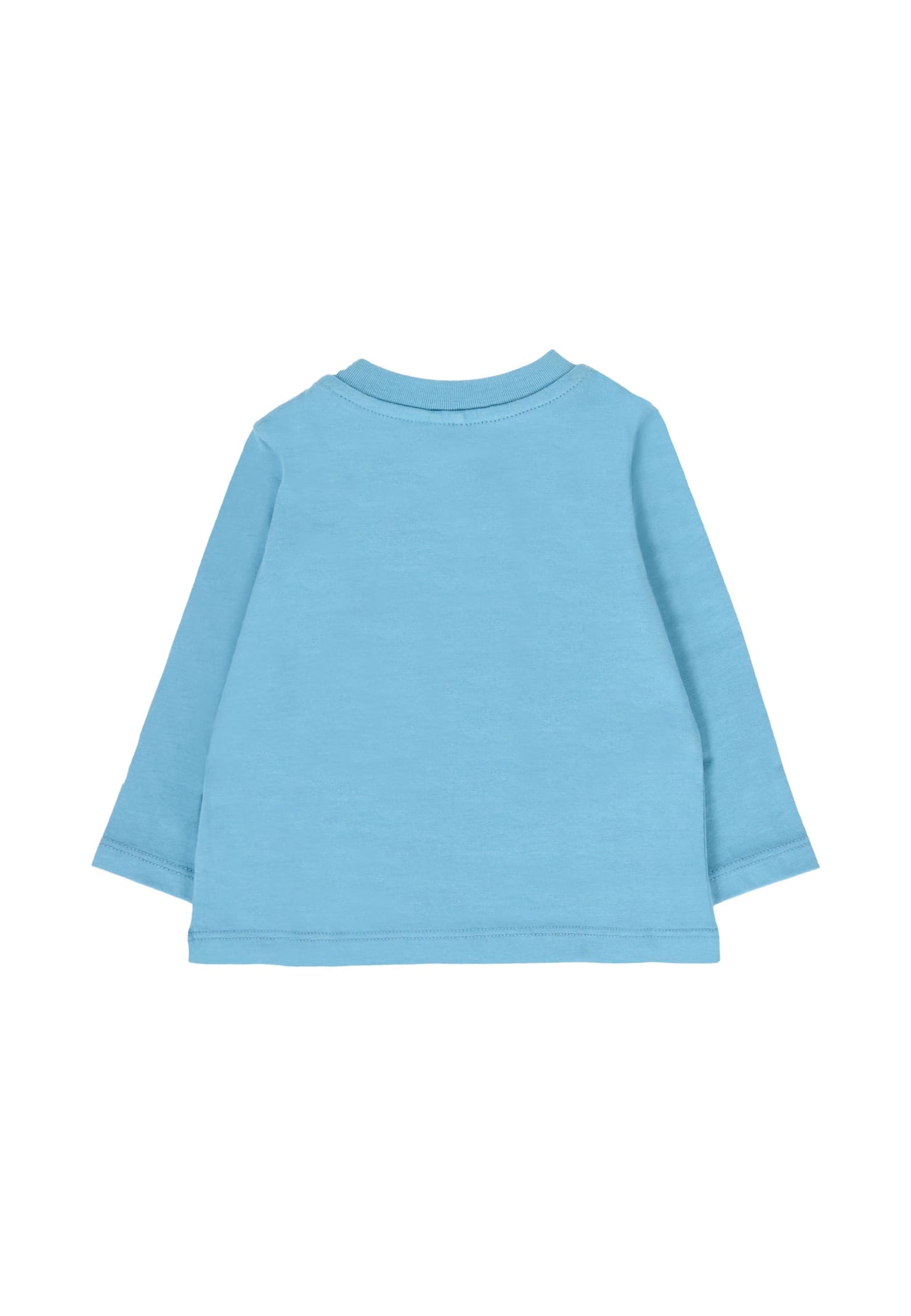 Stella Mccartney Light Blue T-shirt For Baby Boy With Space Print In Blue
