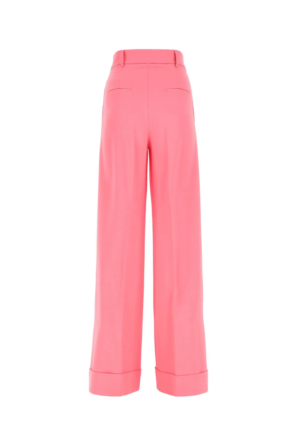 Shop Moschino Stretch Viscose Wide Leg Trousers In Pink