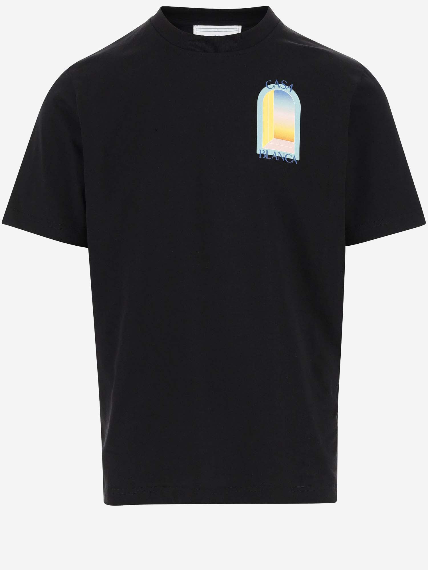 Shop Casablanca Cotton T-shirt With Logo In Nero