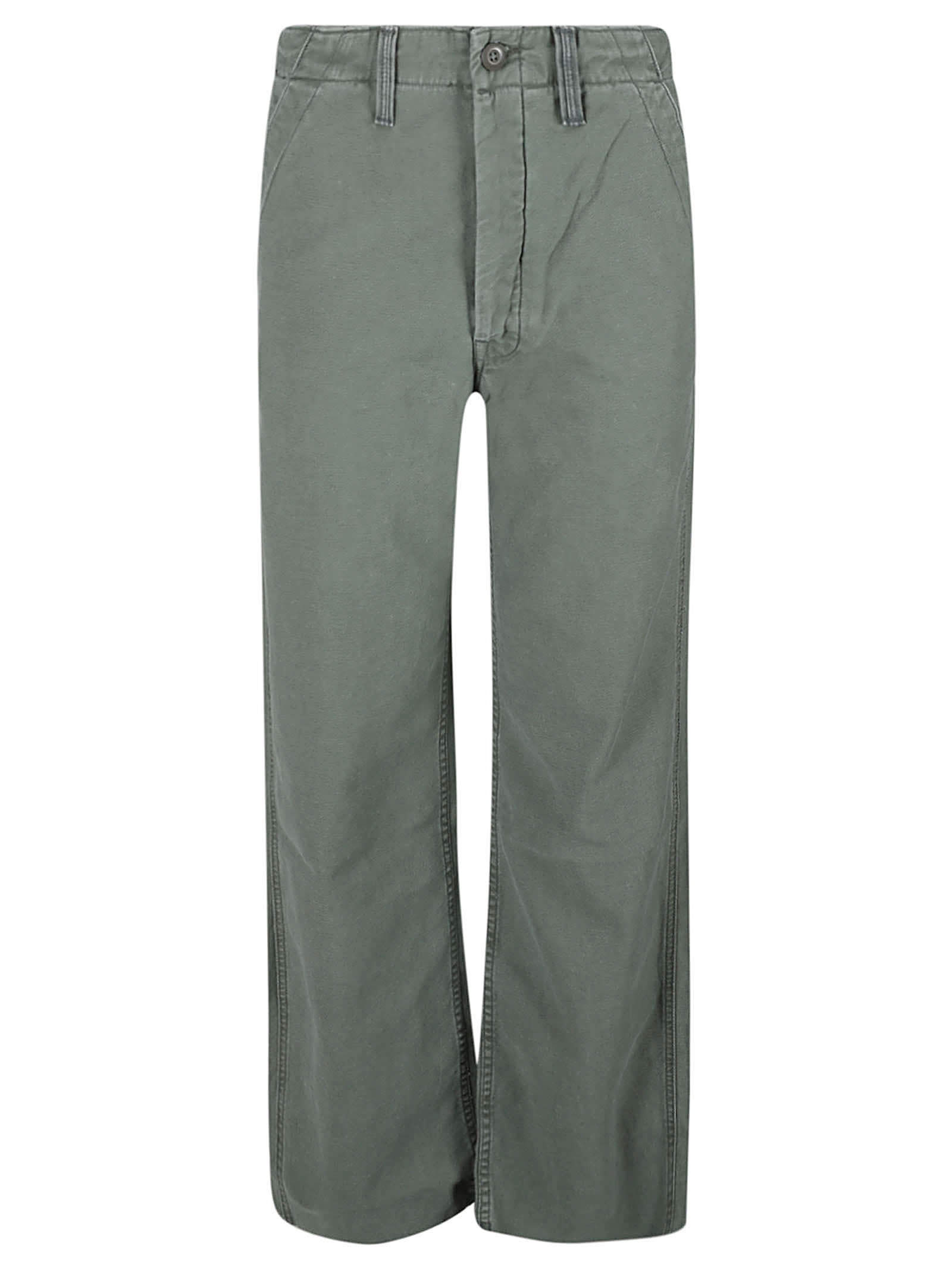 Shop Mother The Major Sneak Fray Trousers In Green