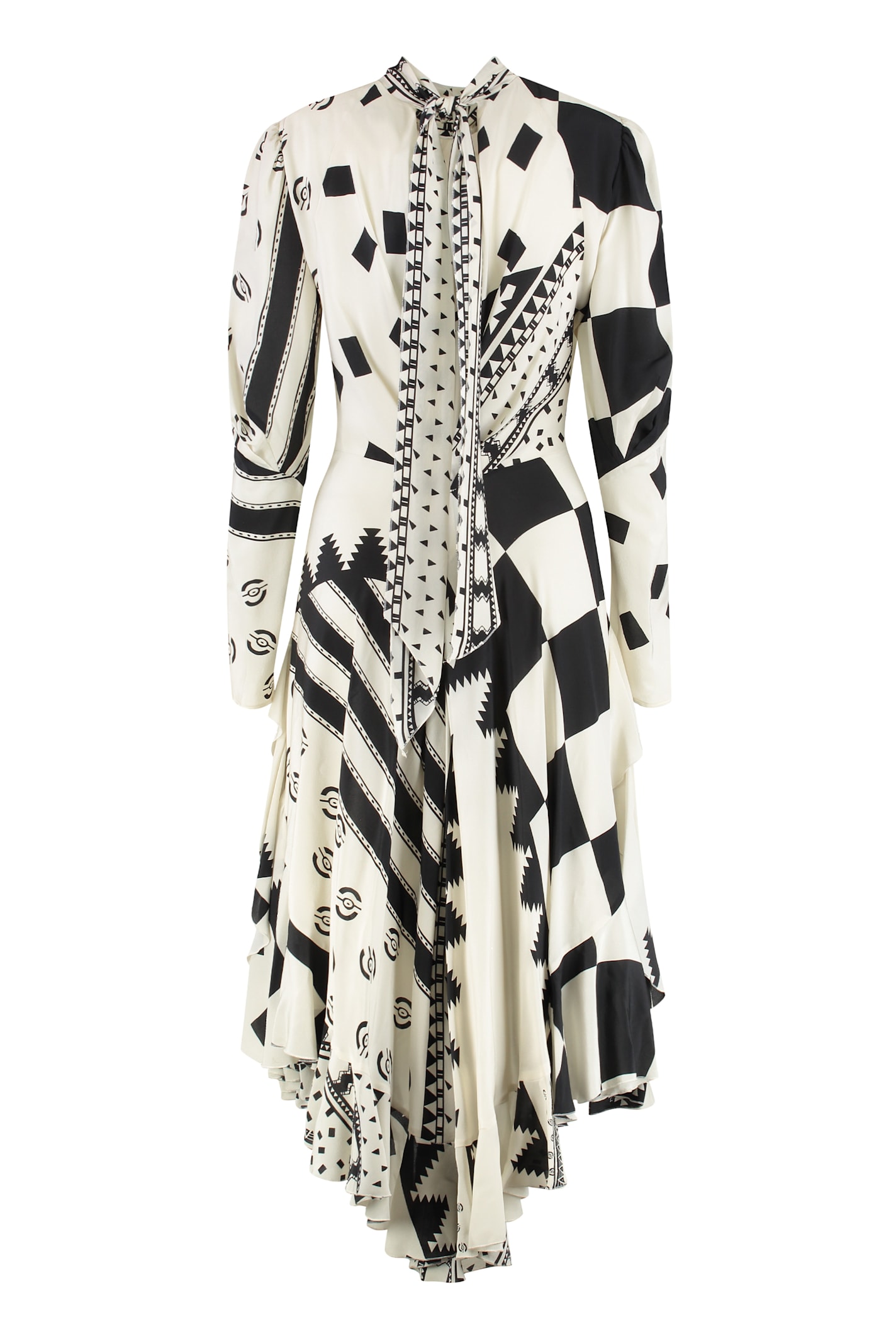 Etro Geometric-print Asymmetric Dress In White