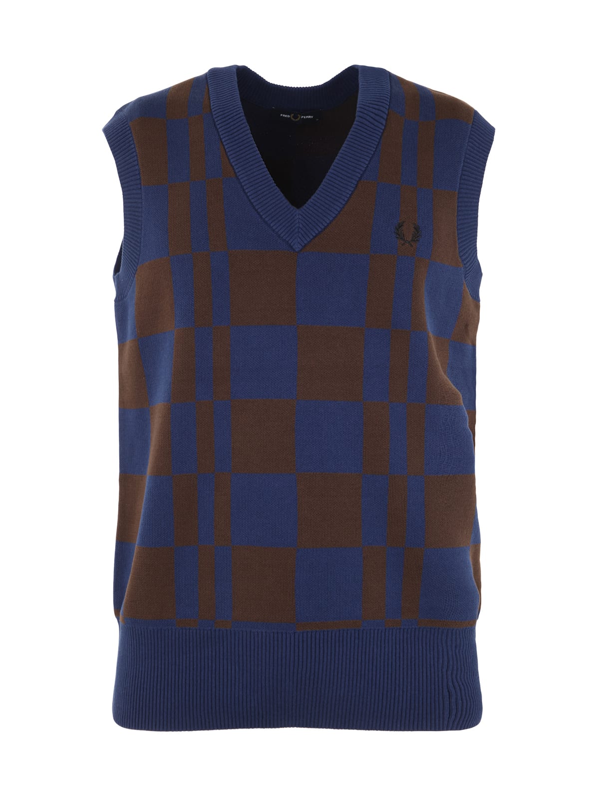 Shop Fred Perry Fp Chequerboard Tank In French Navy