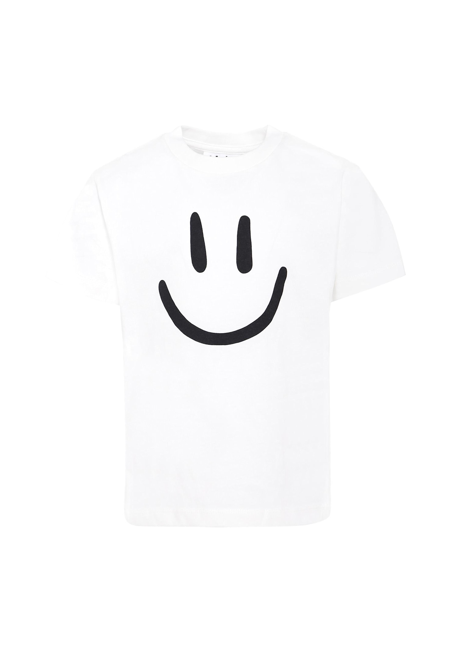 Molo White T-shirt For Kids With Smiley In White
