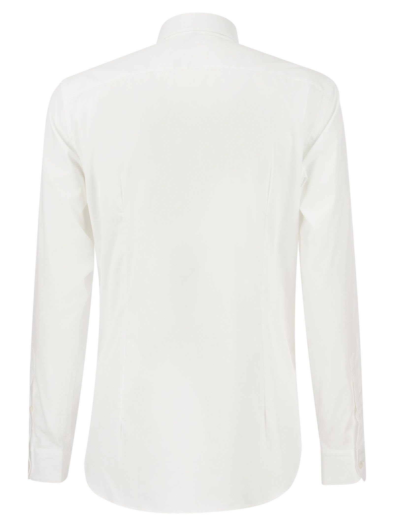 Shop Fay Stretch French Collar Shirt In White