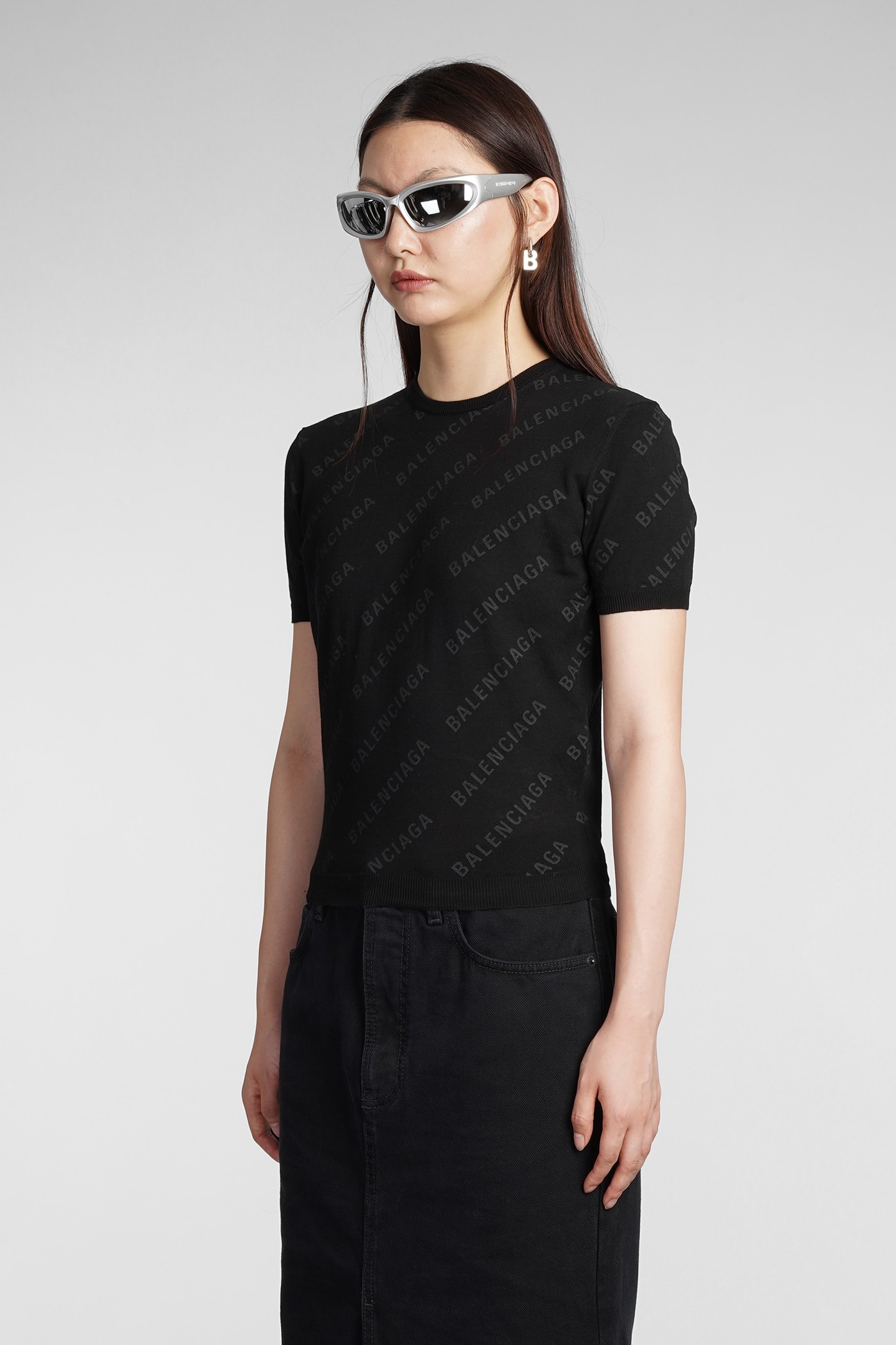 Shop Balenciaga Knitwear In Black Cotton