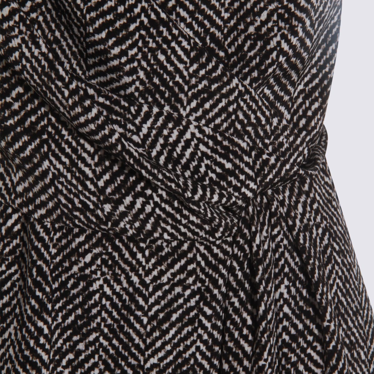 Dolce & Gabbana Heavy Crepe Dress With Chevron Print Dresses Grey In Gray