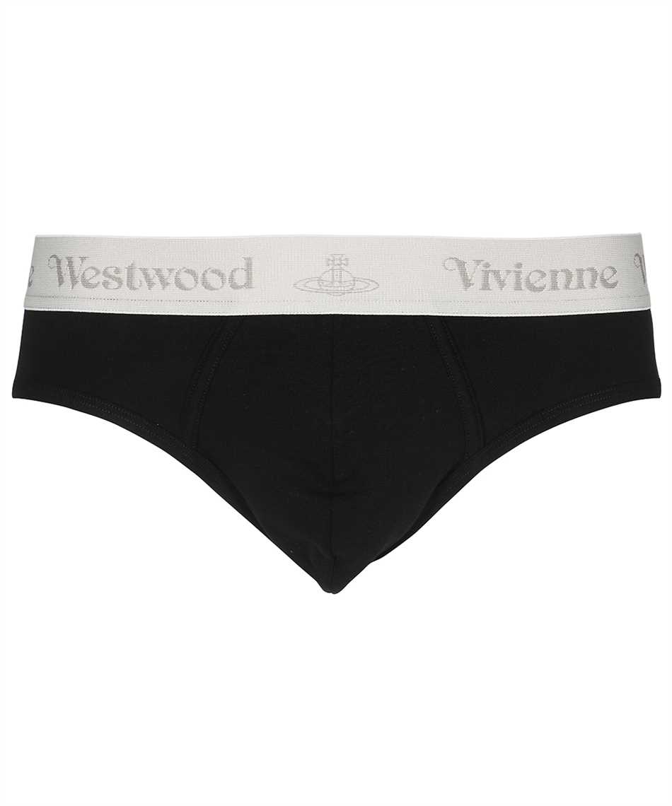 Vivienne Westwood Set Of Three Cotton Briefs With Logoed Elastic Band In Gray