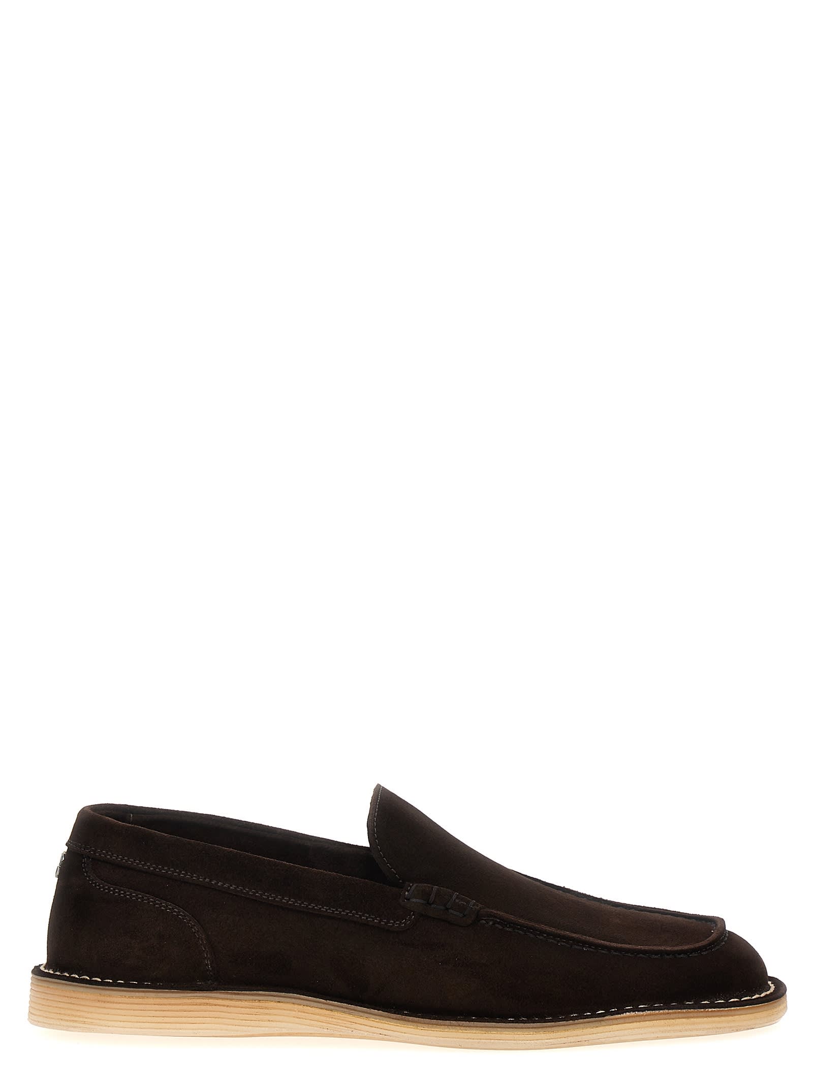 Shop Dolce & Gabbana Suede Loafers In Brown