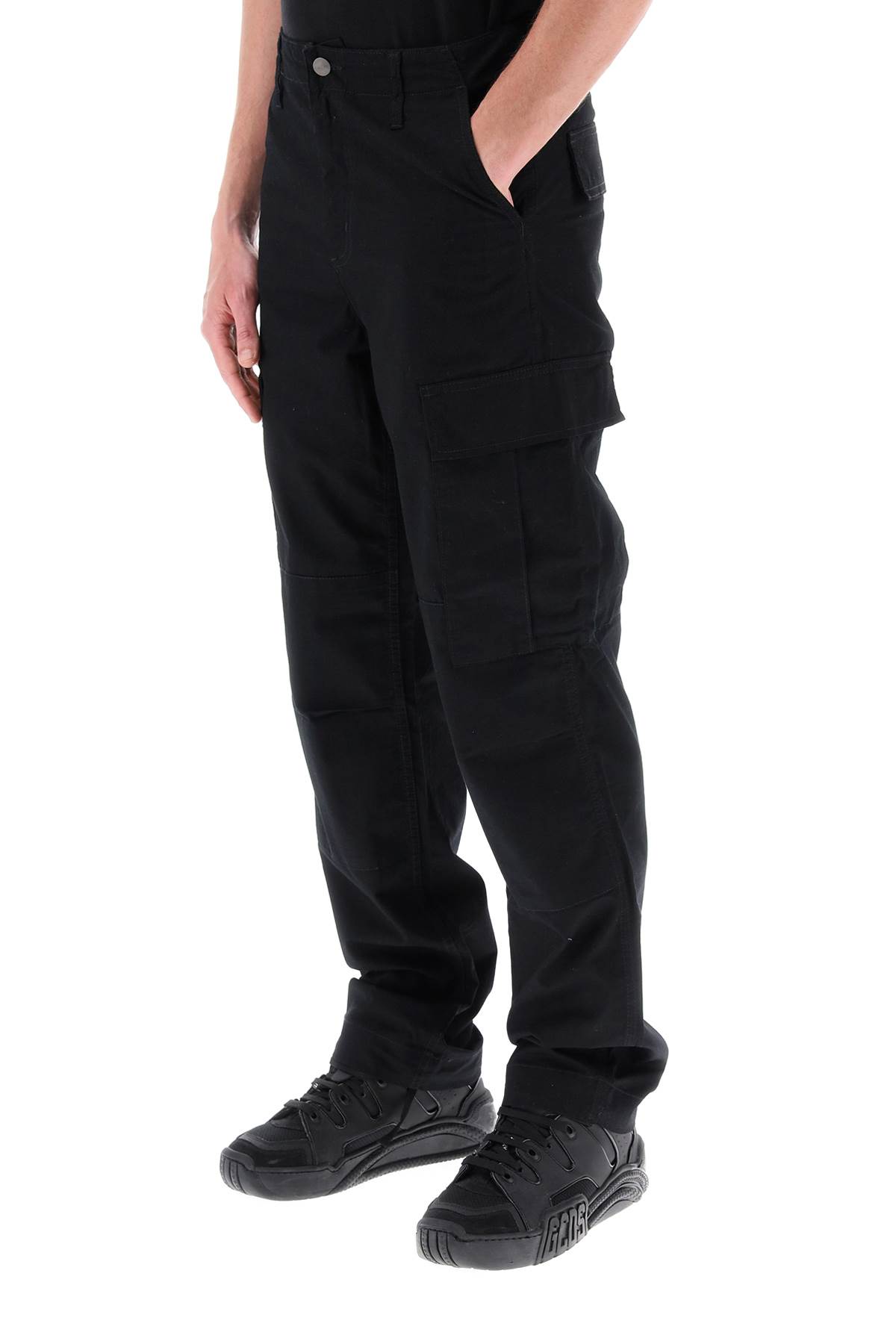 Shop Carhartt Ripstop Cotton Cargo Pants In Black Rinsed