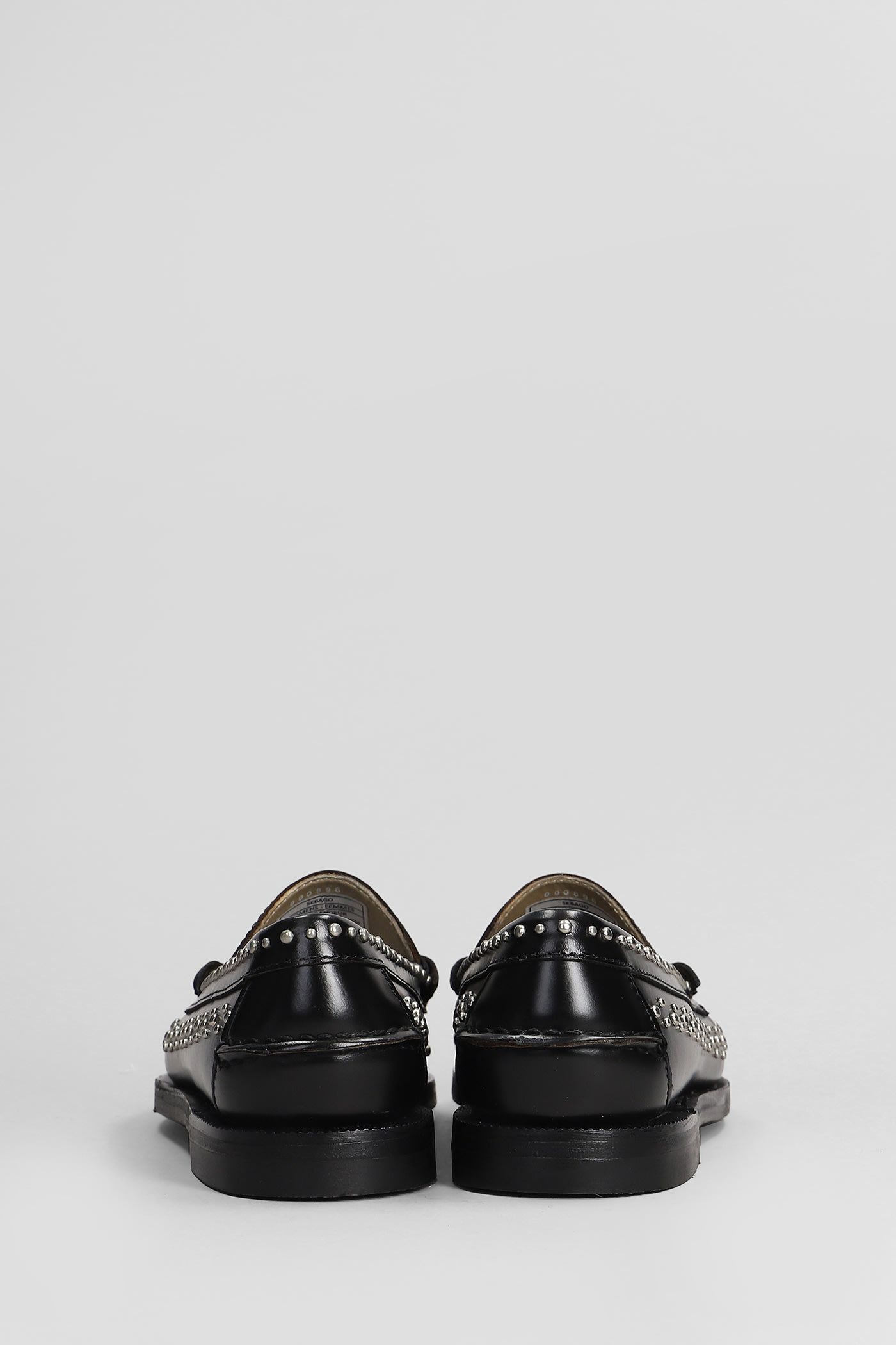 Shop Sebago Dan Studs Loafers In Black Leather