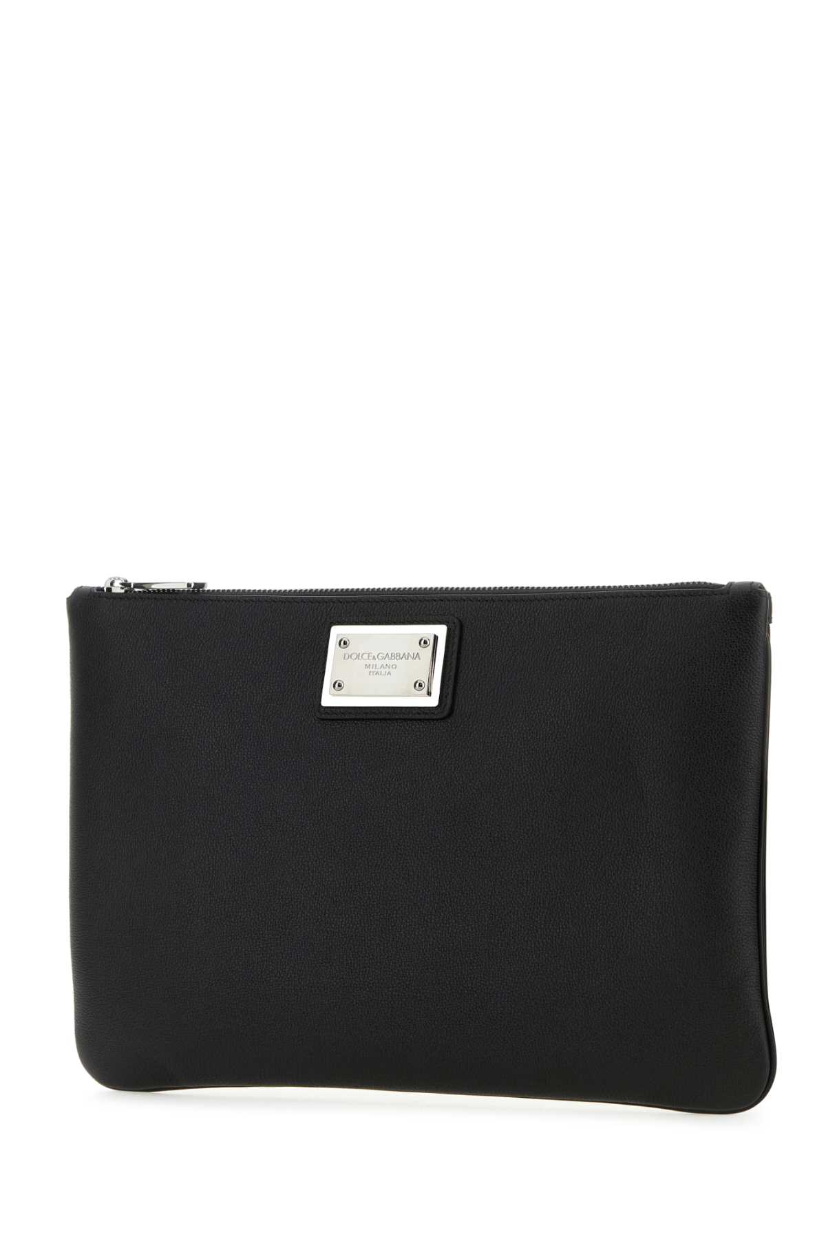 Dolce & Gabbana Black Leather And Nylon Pouch In 8b956