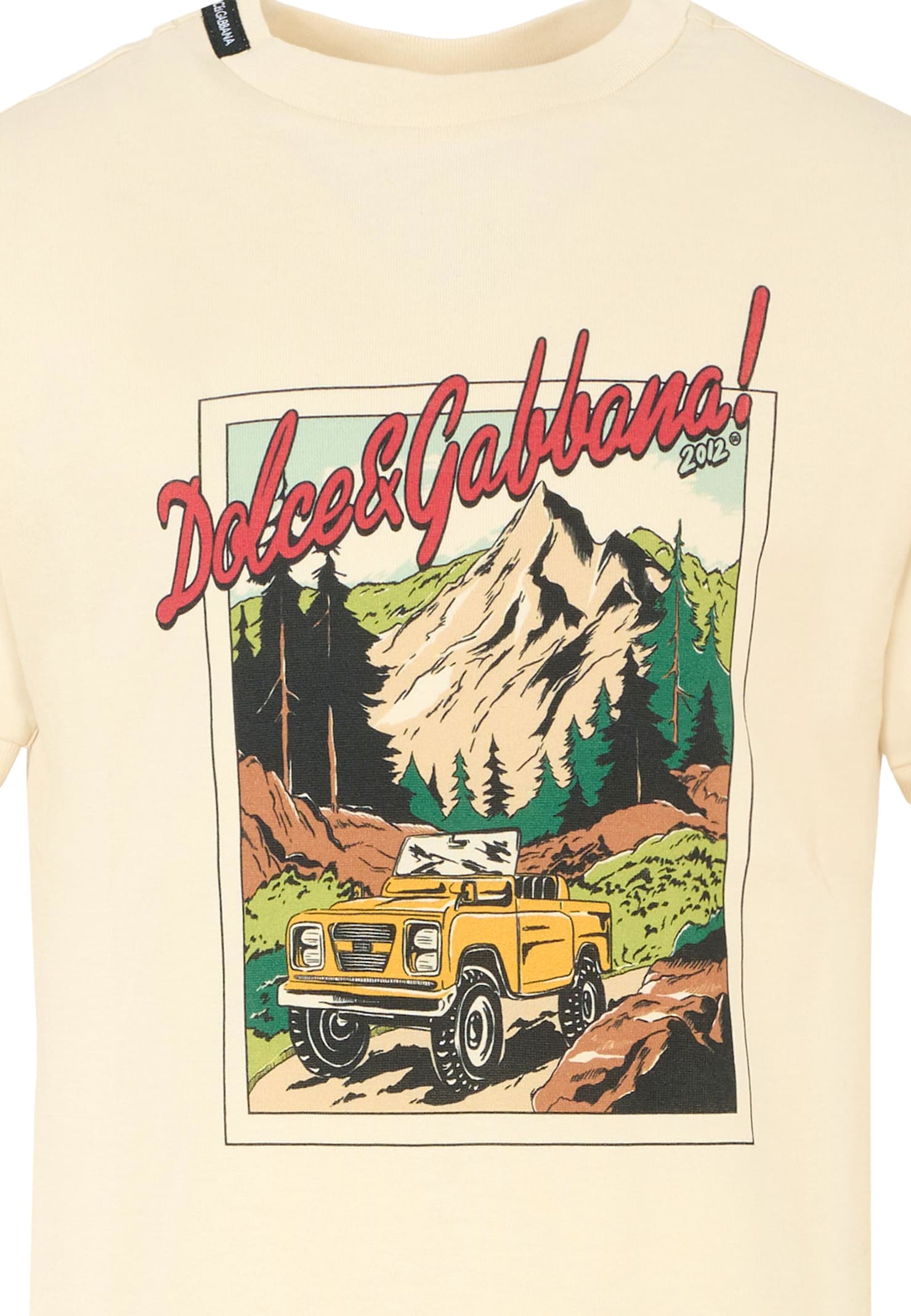 Dolce & Gabbana Ivory T-shirt For Boy With Expolorer Print In Neutral